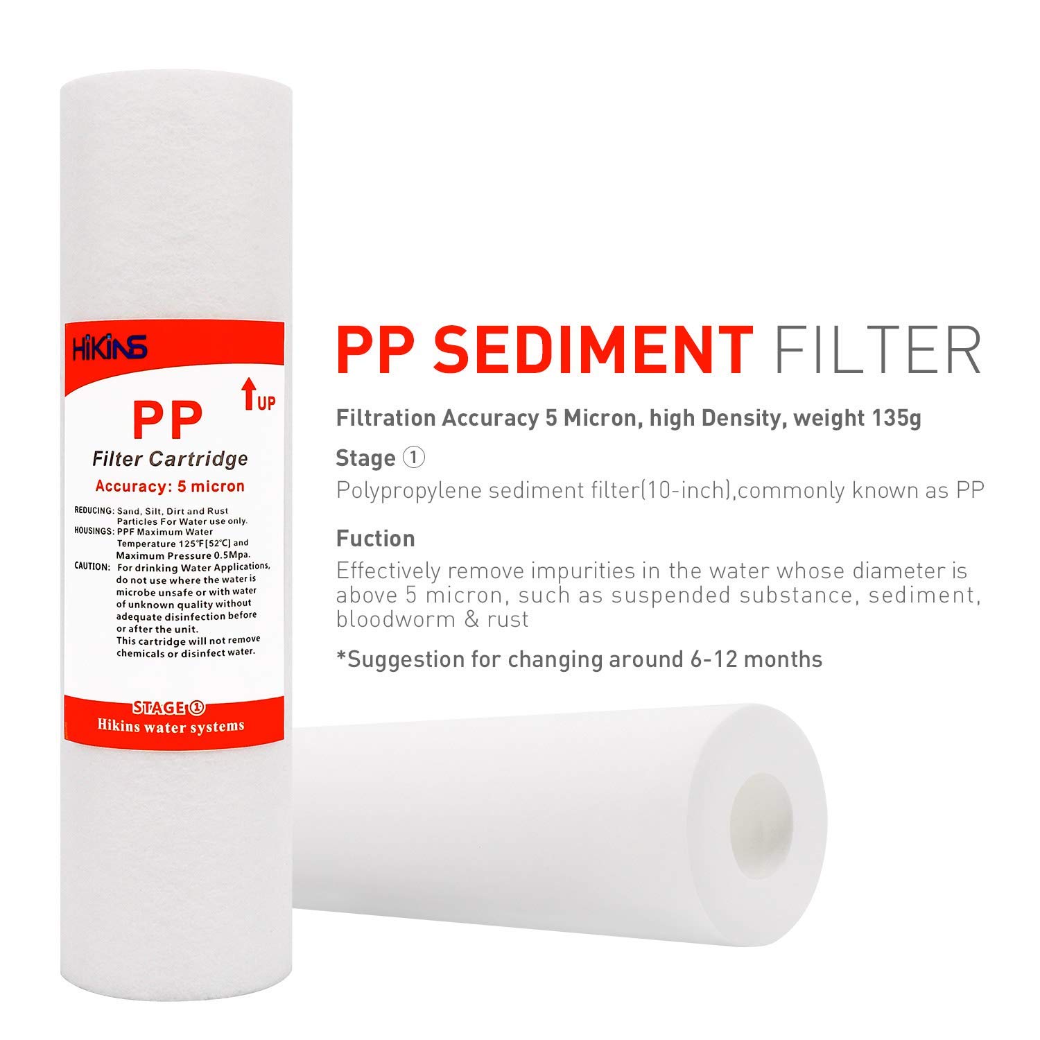 10 Zoll 5-Stufen Umkehrosmose Wasserfilter Ersatzset, 4-teilig Universal Filter Set PP, GAC, CTO, T33 für Küche unter Spüle RO-Anlage, Hochleistungsfilter gegen Chlor & Wasser Verunreinigungen