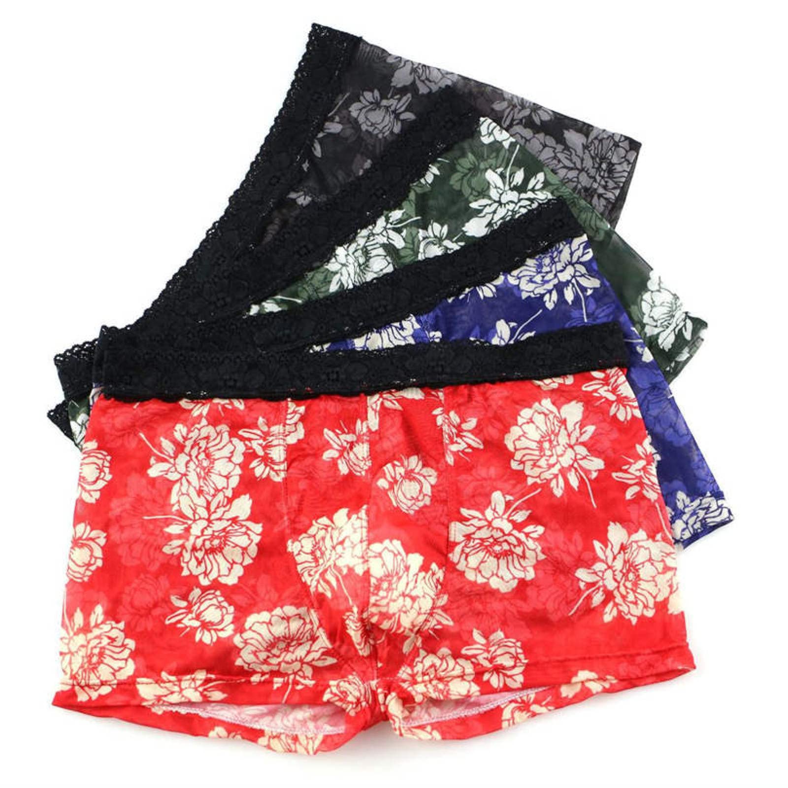 Unterwäsche Herren 4 Stück Herren Satin Höschen Boxer Atmungsaktiv Sexy Shorts Unterwäsche