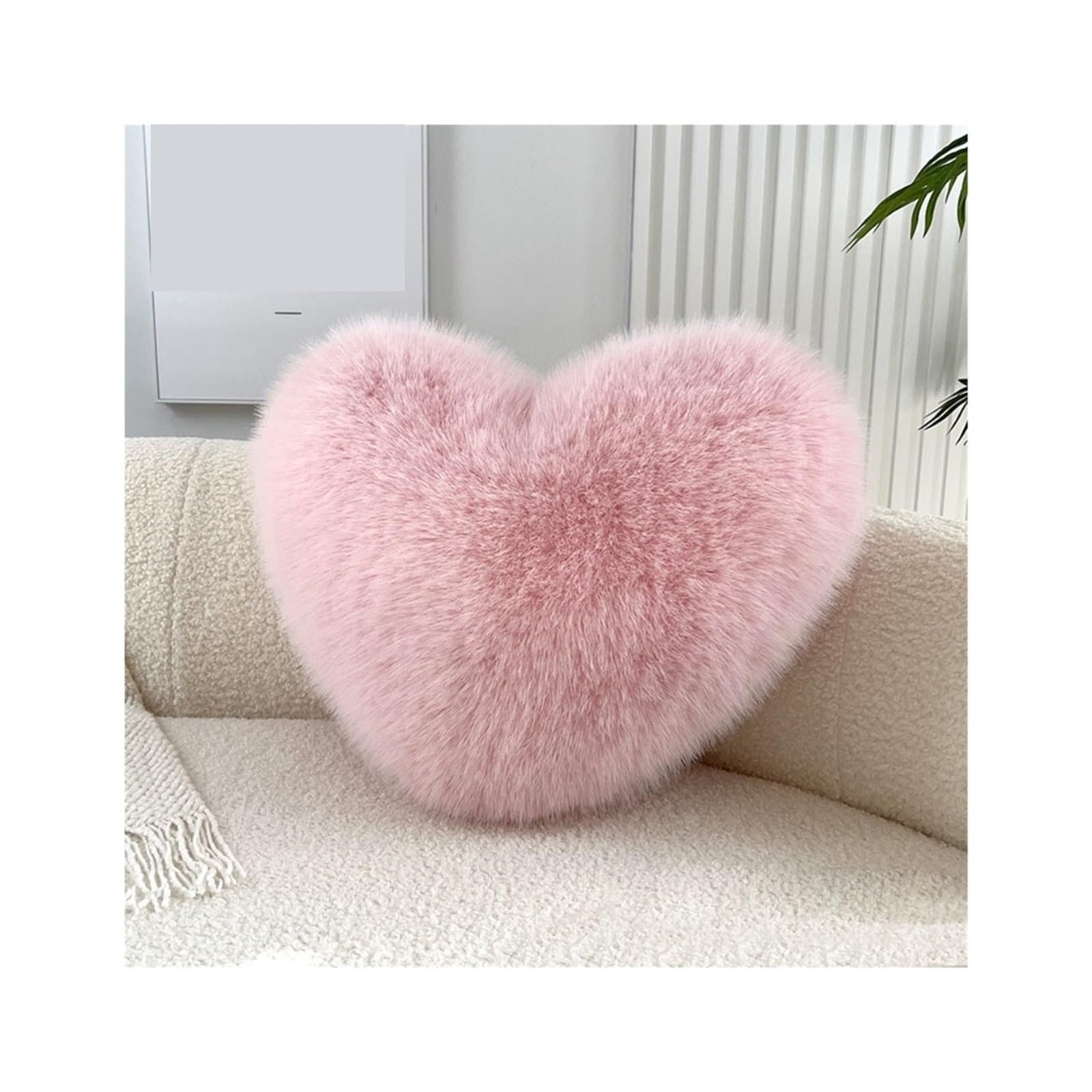 XIEHYA 1 Pcs Fur Heart Pillow Love Shaped PP Cotton Soft Pink Color Fluffy Decorative Throw Home For Home(Pink)