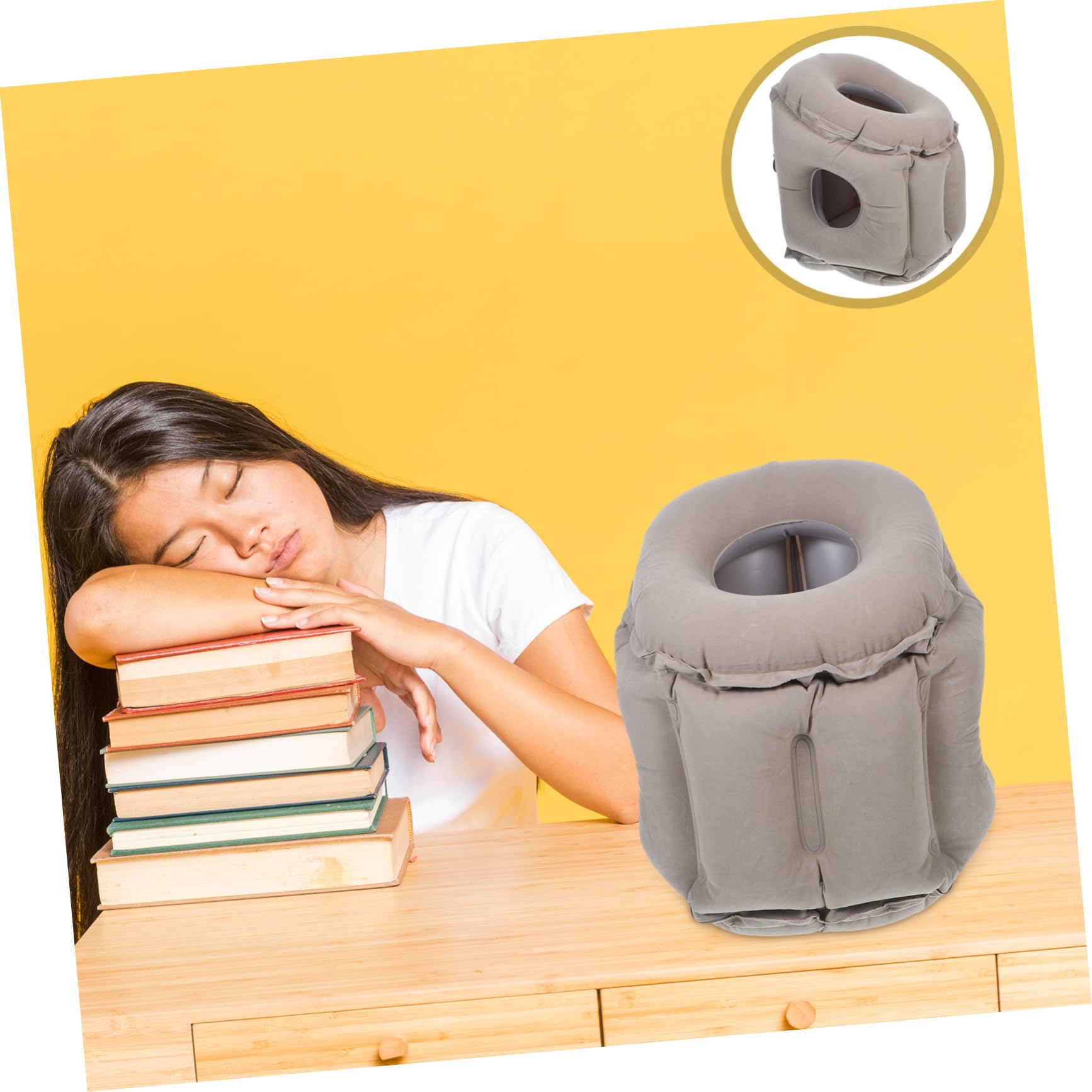 Almohada De Viaje Inflable para Dormir: Cojín Inflable para Aviones, Trenes Y Vagones - Almohada Inflable para Siestas En La Oficina, Fácil De Transportar