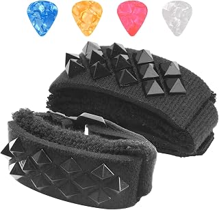 2PCS Rock-house Guitar String Mute Dampener, Guitar Mute Strap, Guitar Fret Wrap Muffler Cover Tape Noise Reducer, long and short,Black punk style（hei DD）