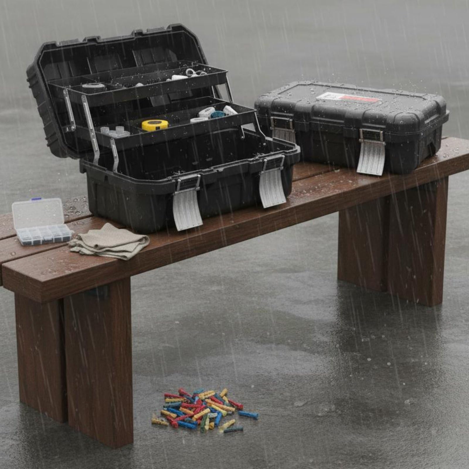 Caja de Herramientas Plegable Maletín Organizador Industrial de Plástico Grueso Compartimientos Externos y Asa Ergonómica Adecuada para Electricistas, 21 Pulgadas