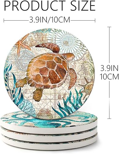 Miniatura 3 de Teivio Posavasos de piedra absorbente para bebidas, base de corcho con soporte, decoración costera temática de playa tropical, para inauguración de