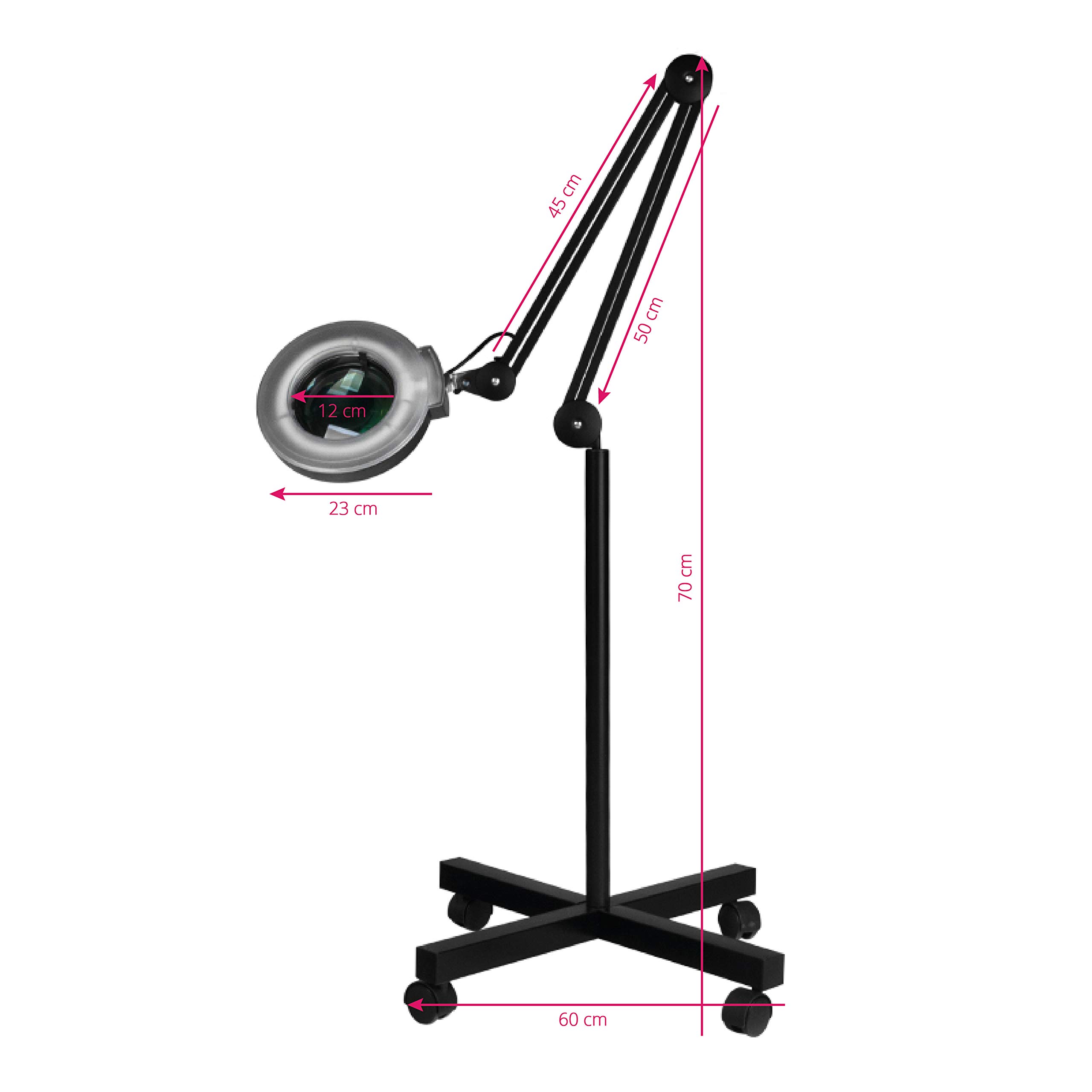 Activeshop Lámpara de aumento S4, lámpara de trabajo, lámpara de cosmética + soporte para salón de belleza, peluquería, estudios de tatuaje, negro