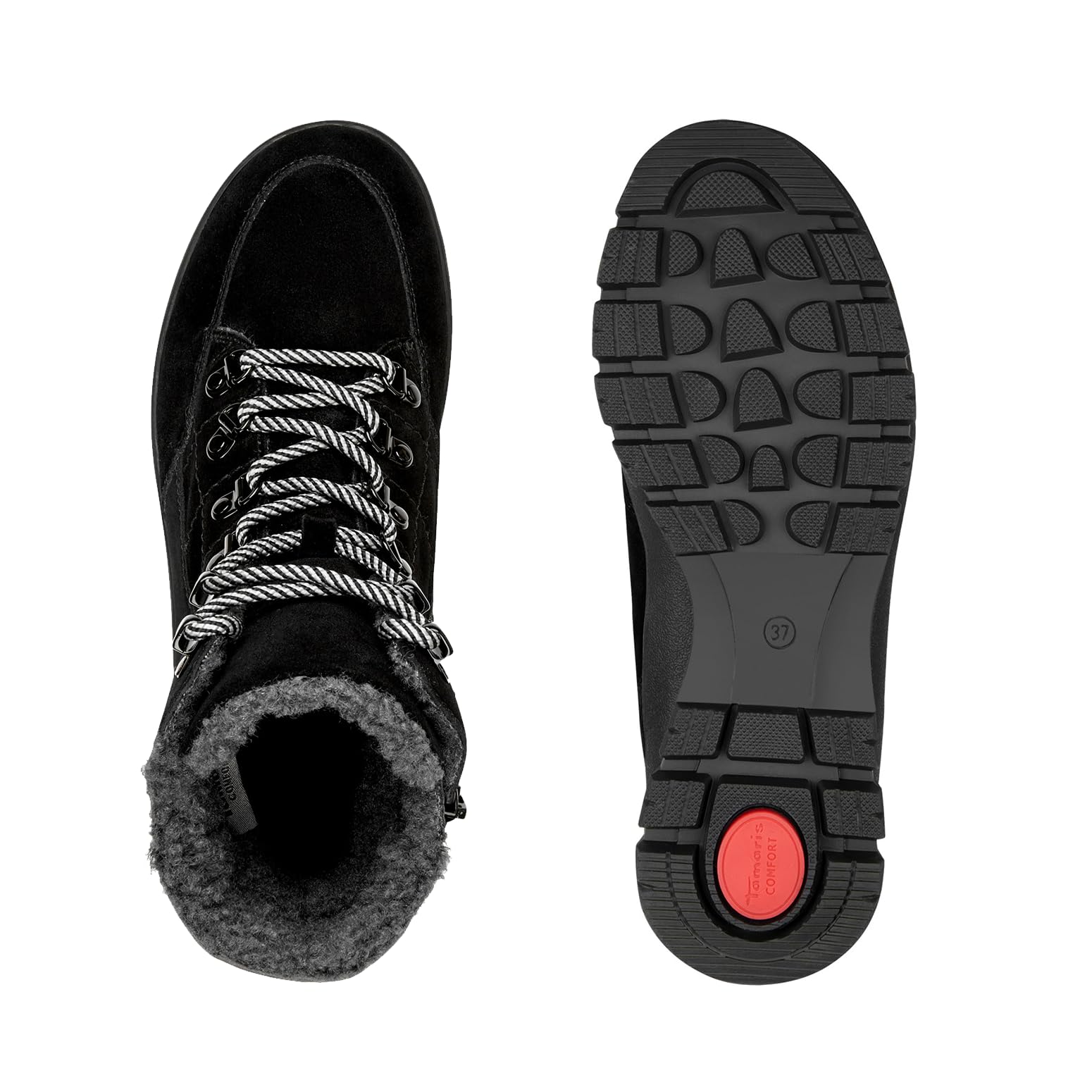 Tamaris COMFORT Damen Winterstiefeletten zum Schnüren mit Reißverschluss Gefüttert, Schwarz (Black), 37 EU – Ansicht 2
