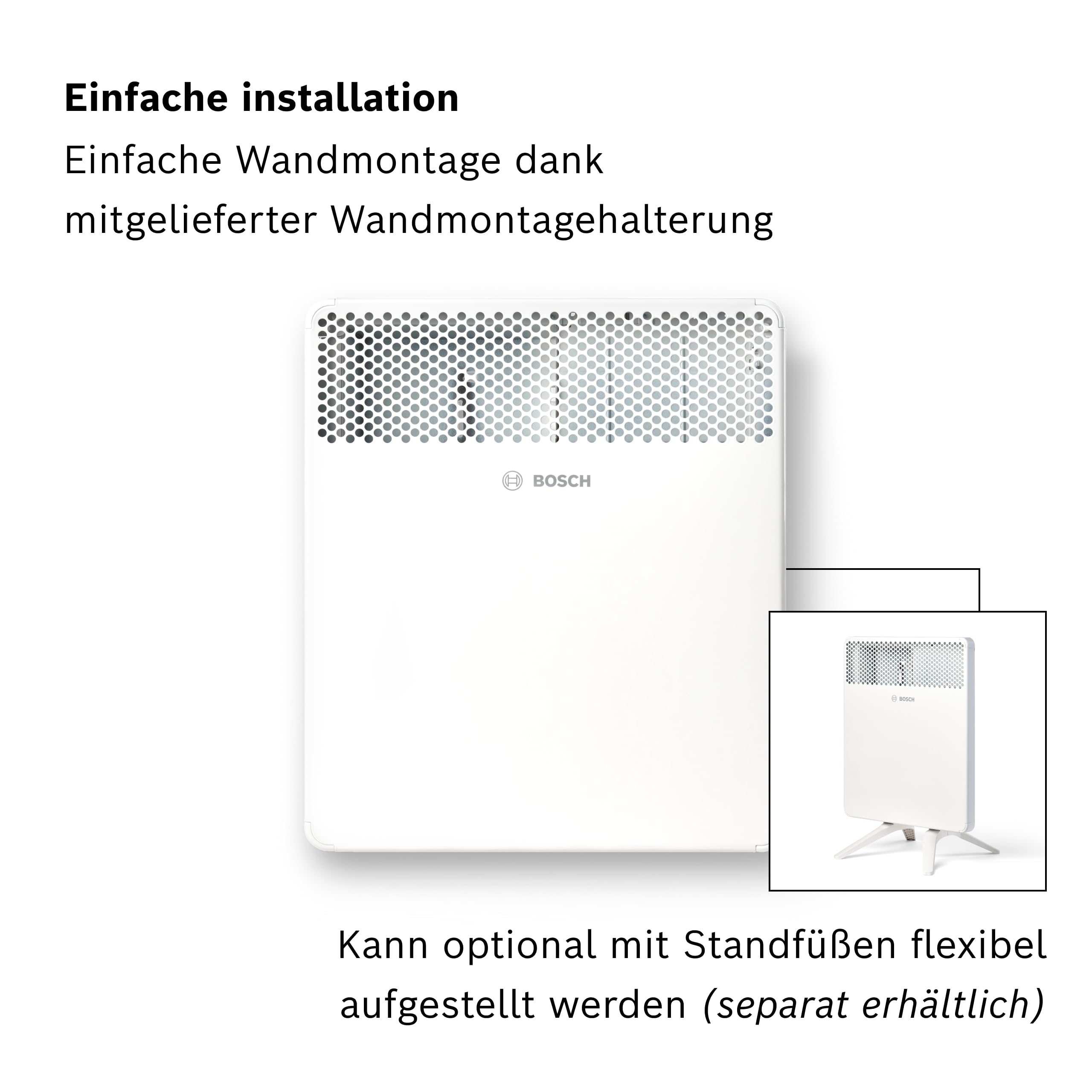 Bosch Heat Convector 4000-5 Elektrischer Konvektor, 500 W | Für Räume bis ca. 5 m², Elektroheizung mit Elektronischem Regler, LED-Anzeige, Wochenprogramm und Spritzwasserschutz
