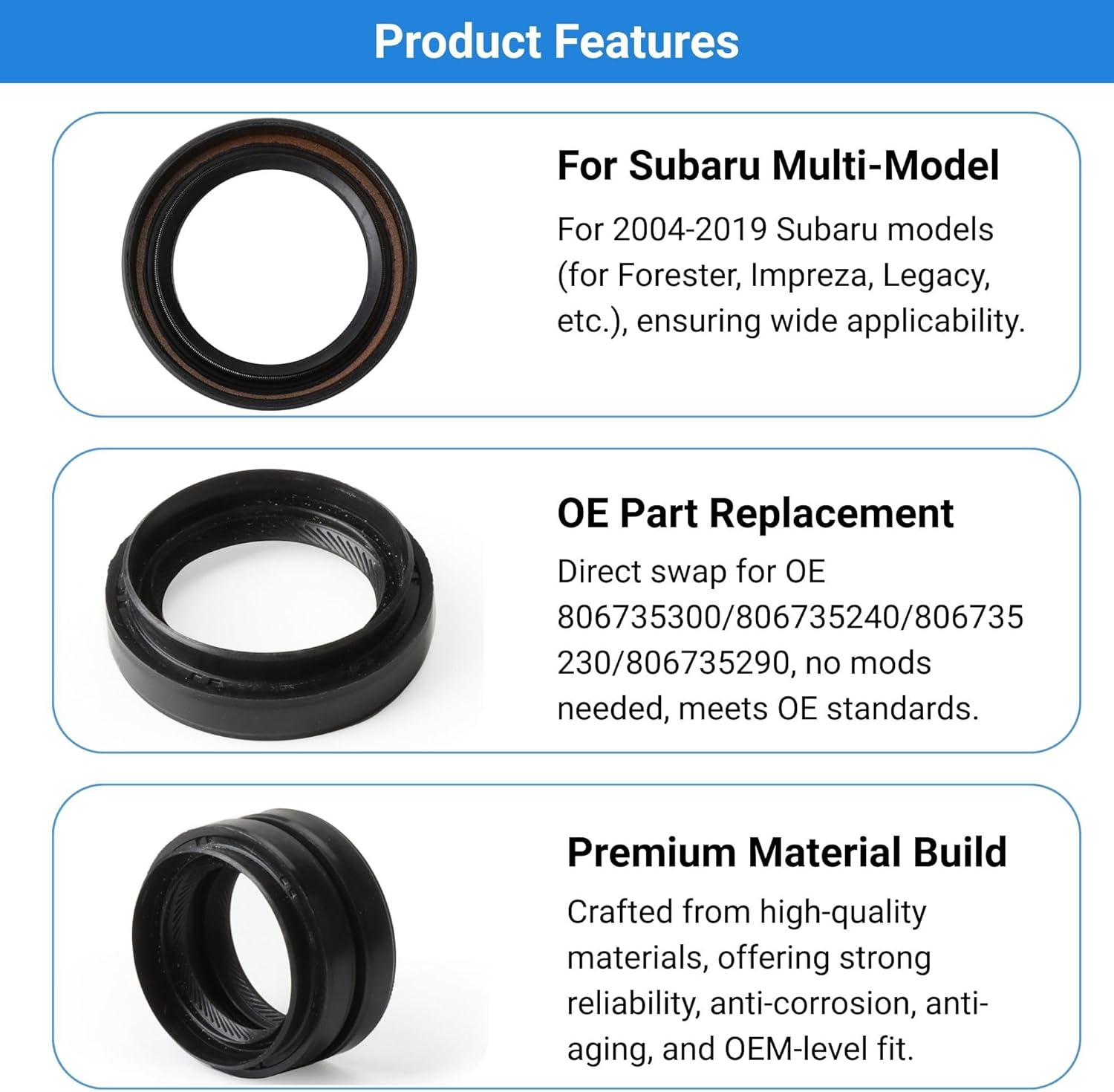 806735300 806735290 Front Drive Axle Seal Kit Fits for Subaru Forester Impreza WRX for Tribeca Crosstrek Replaces 806735230 806735240