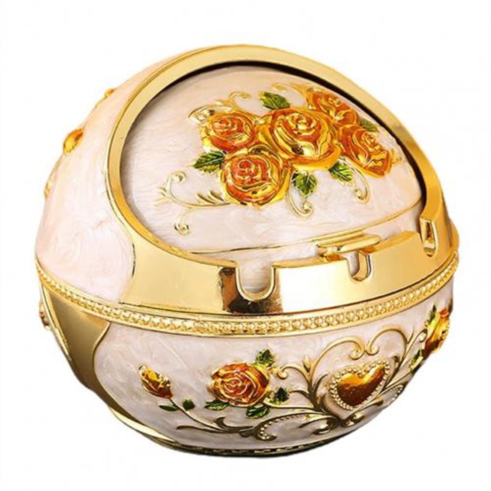 ashtray， Ashtray for Household Zinc Alloy Retro Large Ash Holder with Lid for Home Smell Proof(4)