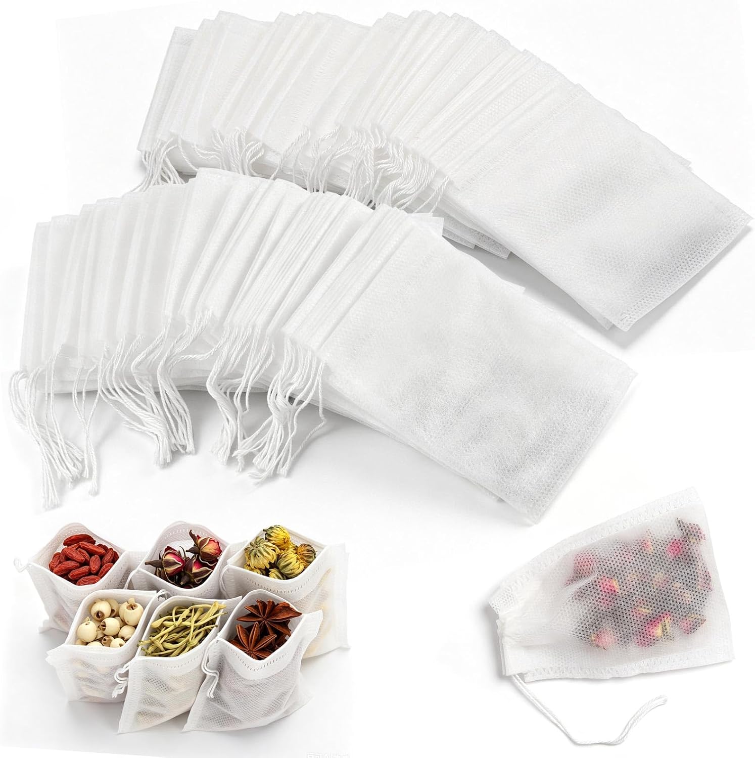 800Pcs Disposable Tea Bags, 3.54x2.76 Inch Empty Filter Bags Fillable Tea Infuser Sachets for Loose Leaf Tea, Coffee, Spice, Herbs