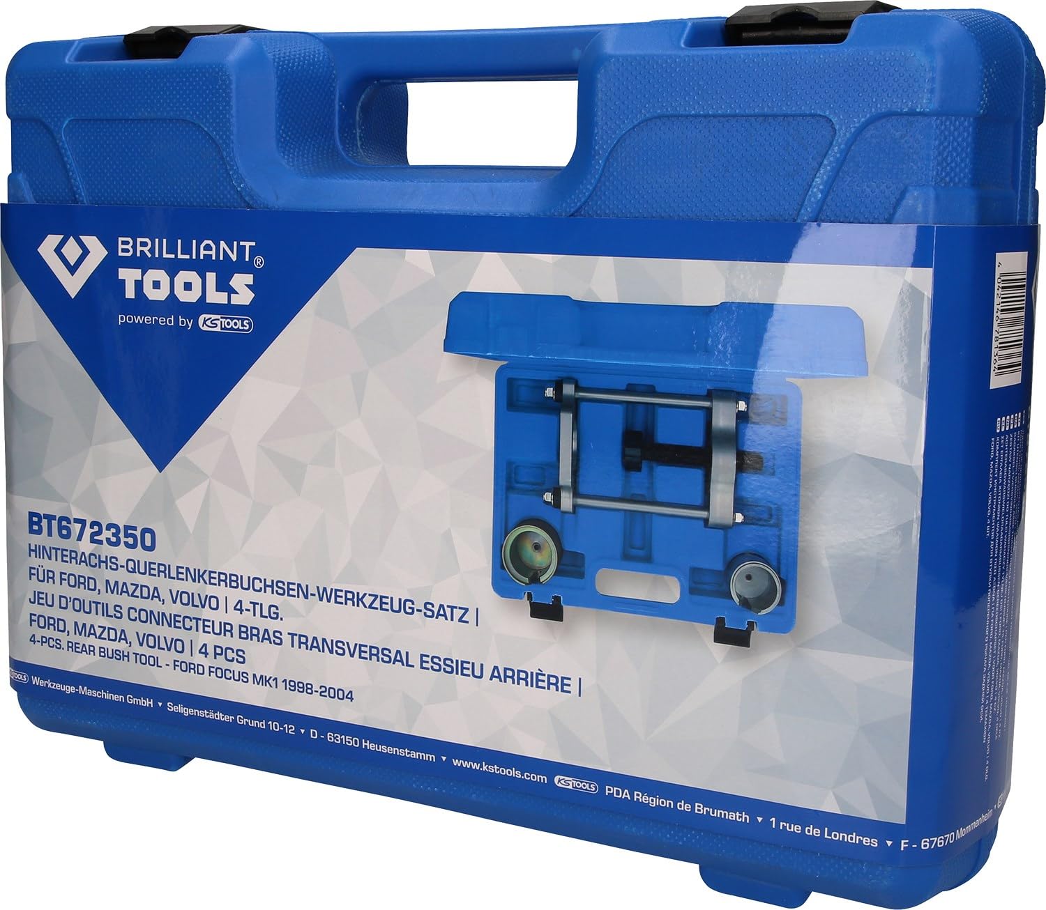 BRILLIANT TOOLS BT672350 Juego de herramientas para casquillos de brazo transversal de eje trasero, Para Ford, Mazda, Volvo, 4 pzs [Powered by KS TOOLS]