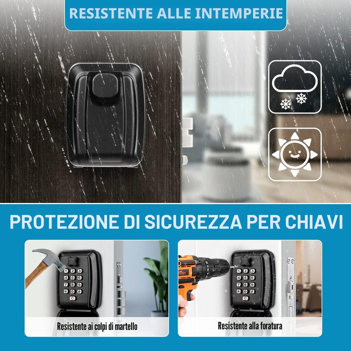 Cassaforte per Chiavi Esterno Cassaforte Chiave Combinazione Muro Cassetta di Sicurezza per Chiavi Impermeabile Cassetta Portachiavi Sicurezza per Garage, la Scuola, Ufficio