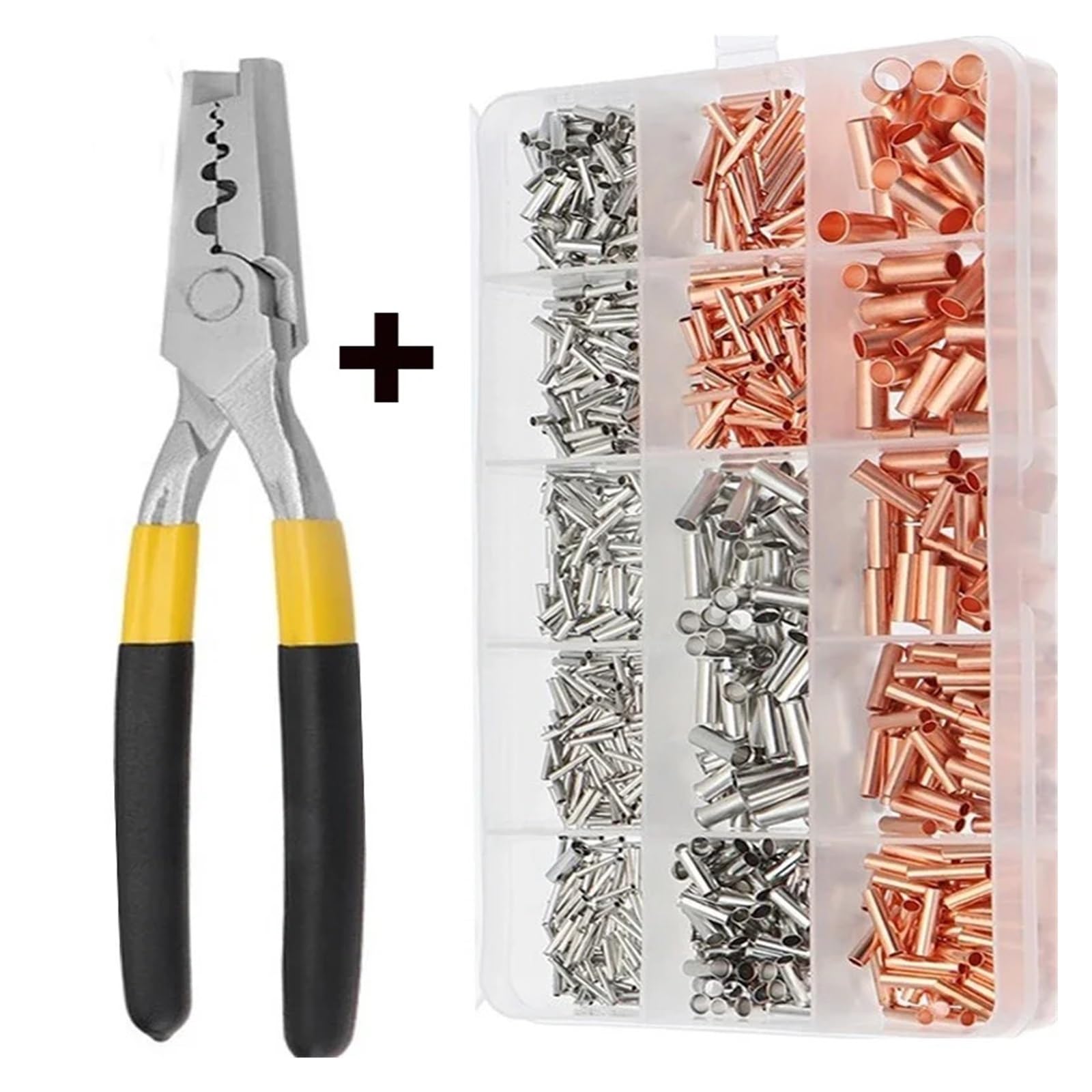 Copper Connecting Pipe Wire with Heat Shrink Tube Plier Ferrules Electrical Cable Terminal Joint Tube Terminal Cable Lug(210pcs with plier)