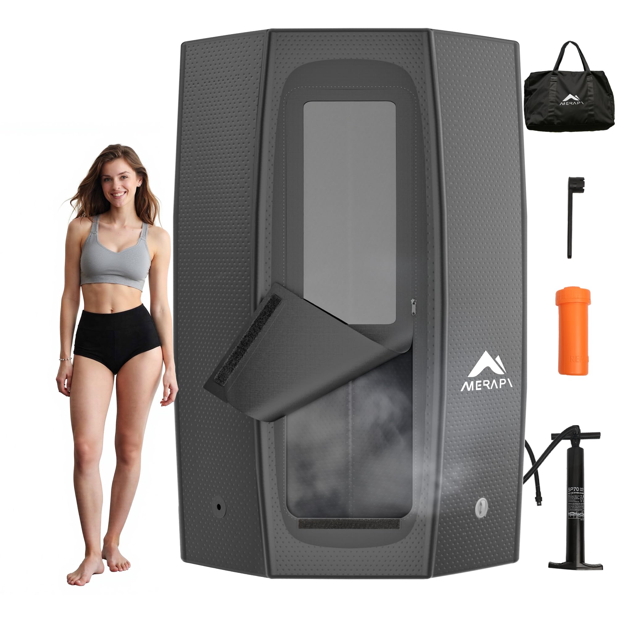 Photo 1 of Merapi Premium Portable Inflatable Sauna - Professional Brushed PVC (44.97lbs), Sets Up in 3 Mins, More Portable Than Wood Saunas/More Durable Than Oxford Fabric, for Home SPA/Gym/Travel