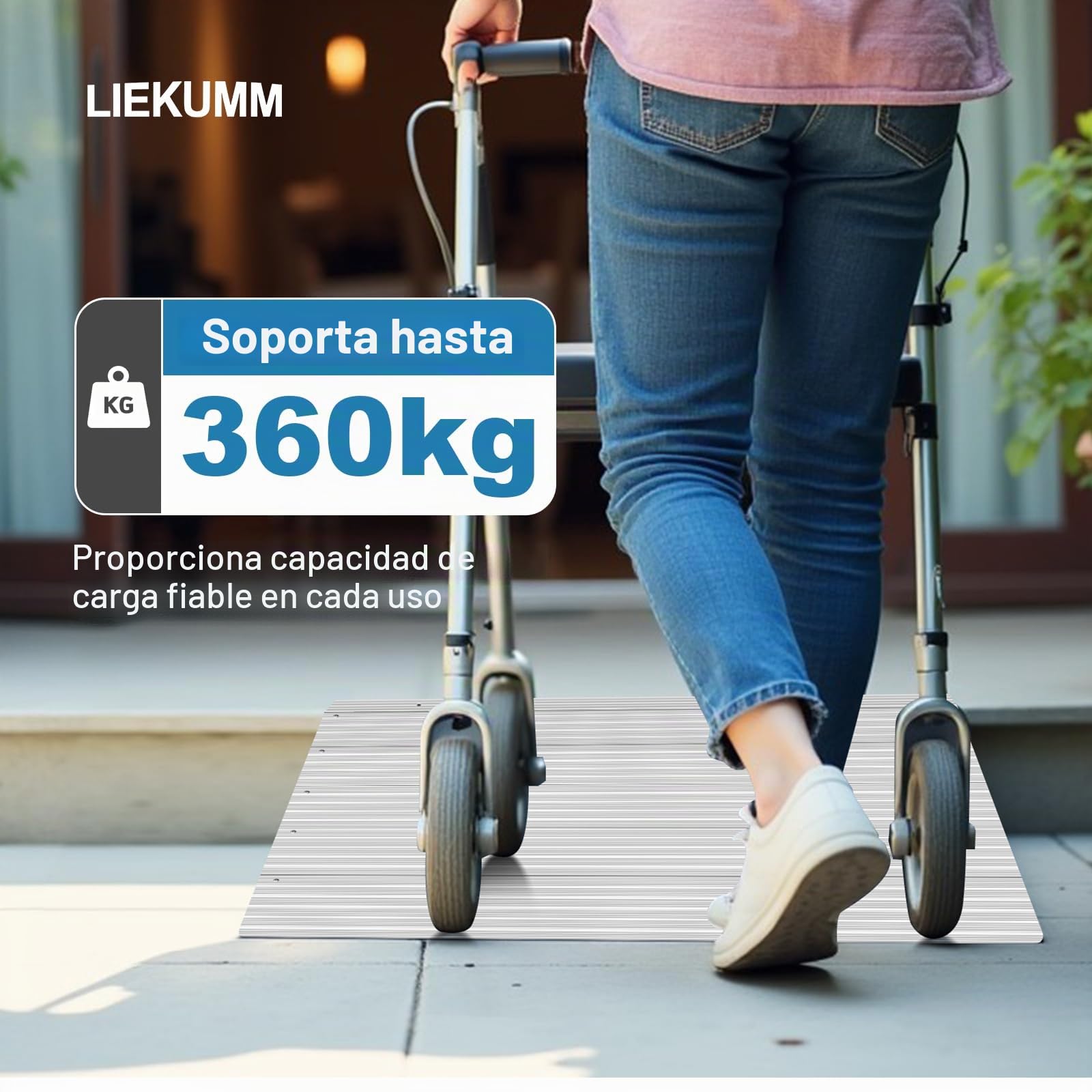 LIEKUMM Rampa de Umbral de Puerta de 7,5 cm, Pampa para Silla de Ruedas Manuales, Rampa Modular Ajustable, Rampas de Aluminio Antideslizantes para Bordillos Entrada, Capacidad 360 kg