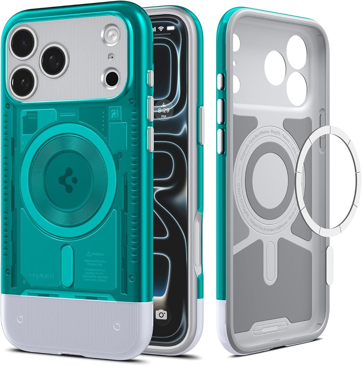 Funda Spigen para iPhone 17 Pro Max, Classic C1 MagFit [Control de cámara cubierto de TPU] [Compatible con MagSafe] - Bondi Blue