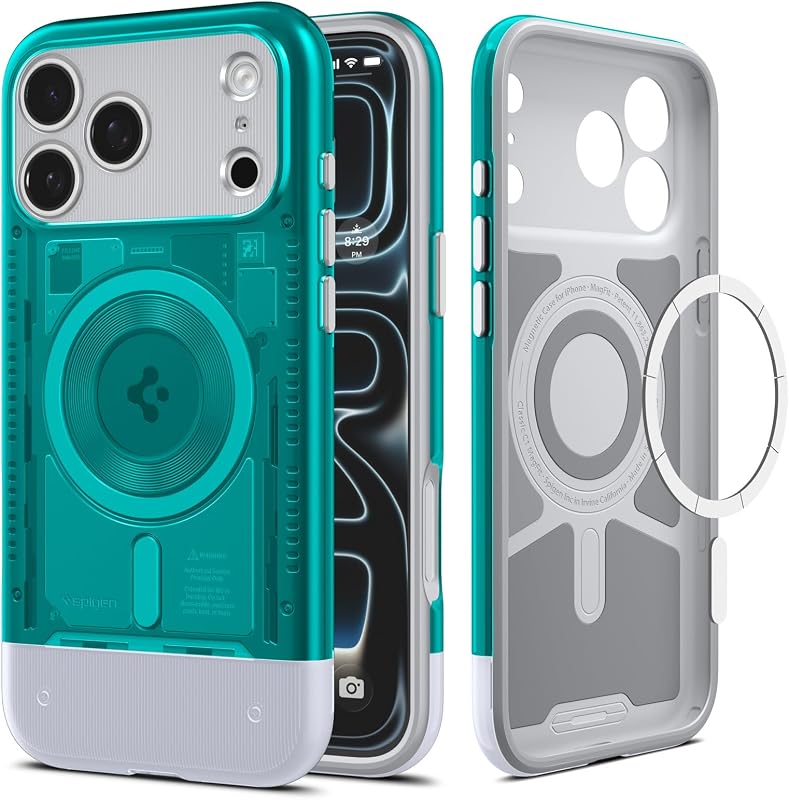 Funda Spigen para iPhone 17 Pro Max, Classic C1 MagFit [Control de cámara cubierto de TPU] [Compatible con MagSafe] - Bondi Blue