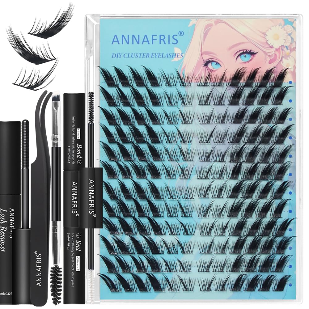ANNAFRIS Ciglia Finte Ciuffetti Kit Naturali DIY Extension Ciglia Cluster Lashes con Pinze e Colla(FS,048)