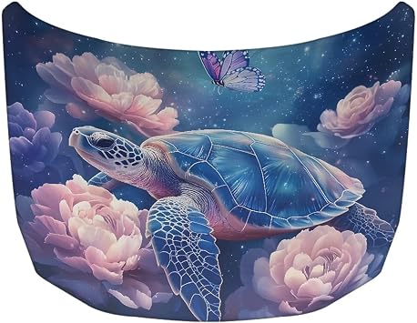 Turtle Pink Flower Car Hood Cover 5939 Inch Car Hood Protector Car Hood Flag All Weather Universal Car Exterior Accessories for Sedan SUV Truck Pickup Jeep