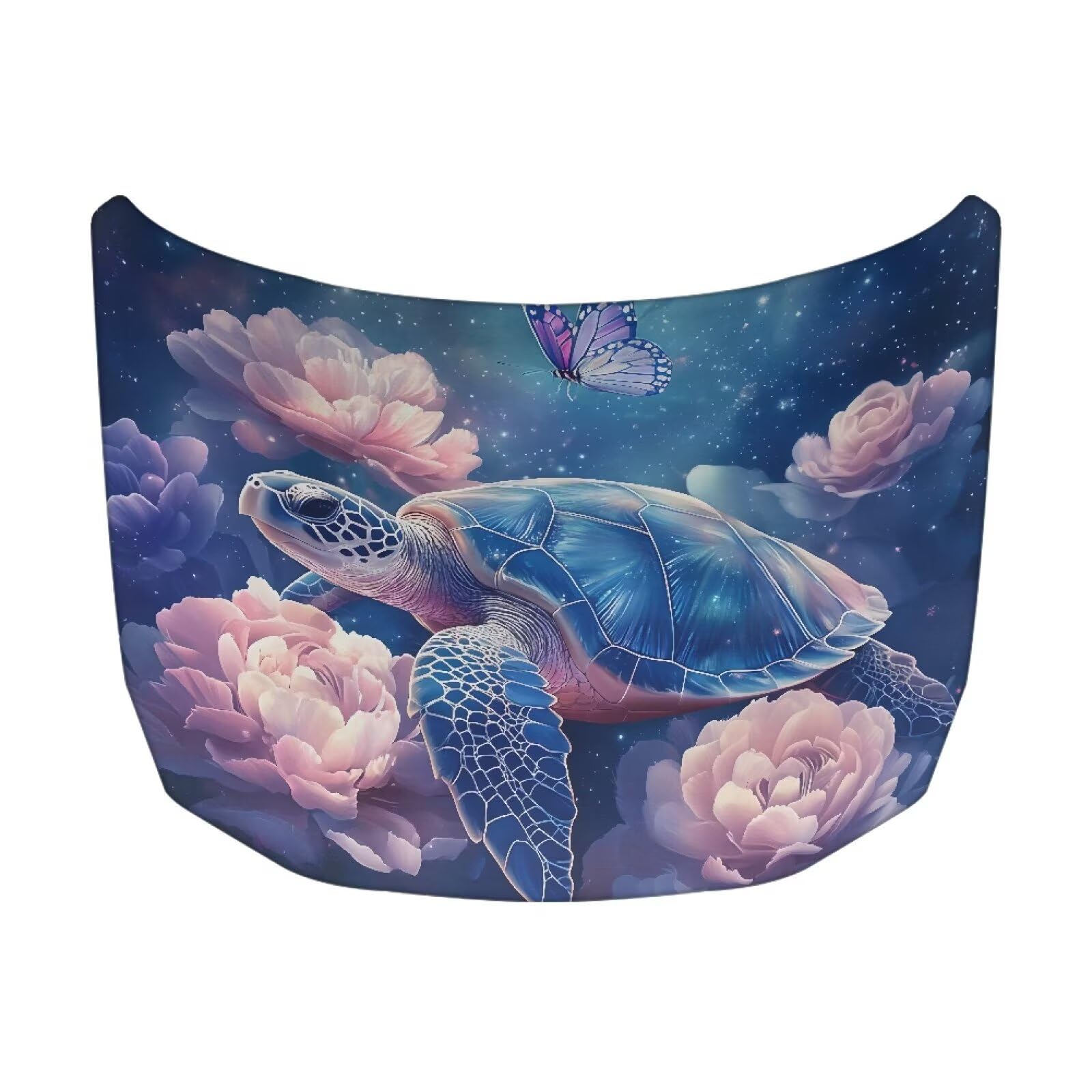 Turtle Pink Flower Car Hood Cover 59×39 Inch Car Hood Protector Car Hood Flag All Weather Universal Car Exterior Accessories for Sedan SUV Truck Pickup Jeep