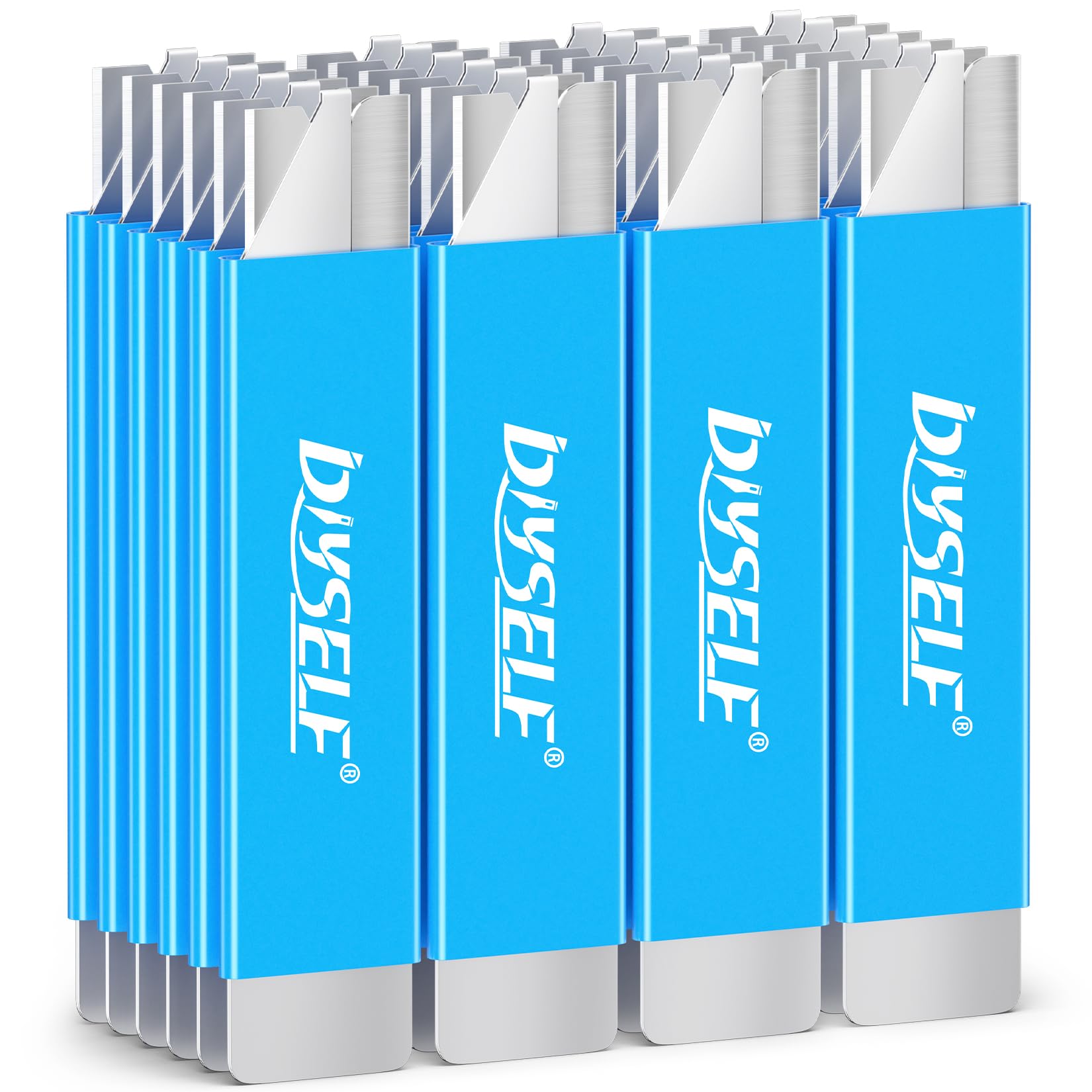 DIYSELF 24 Pack Utility Knife, Small Box Cutters with Locking Metal Shell