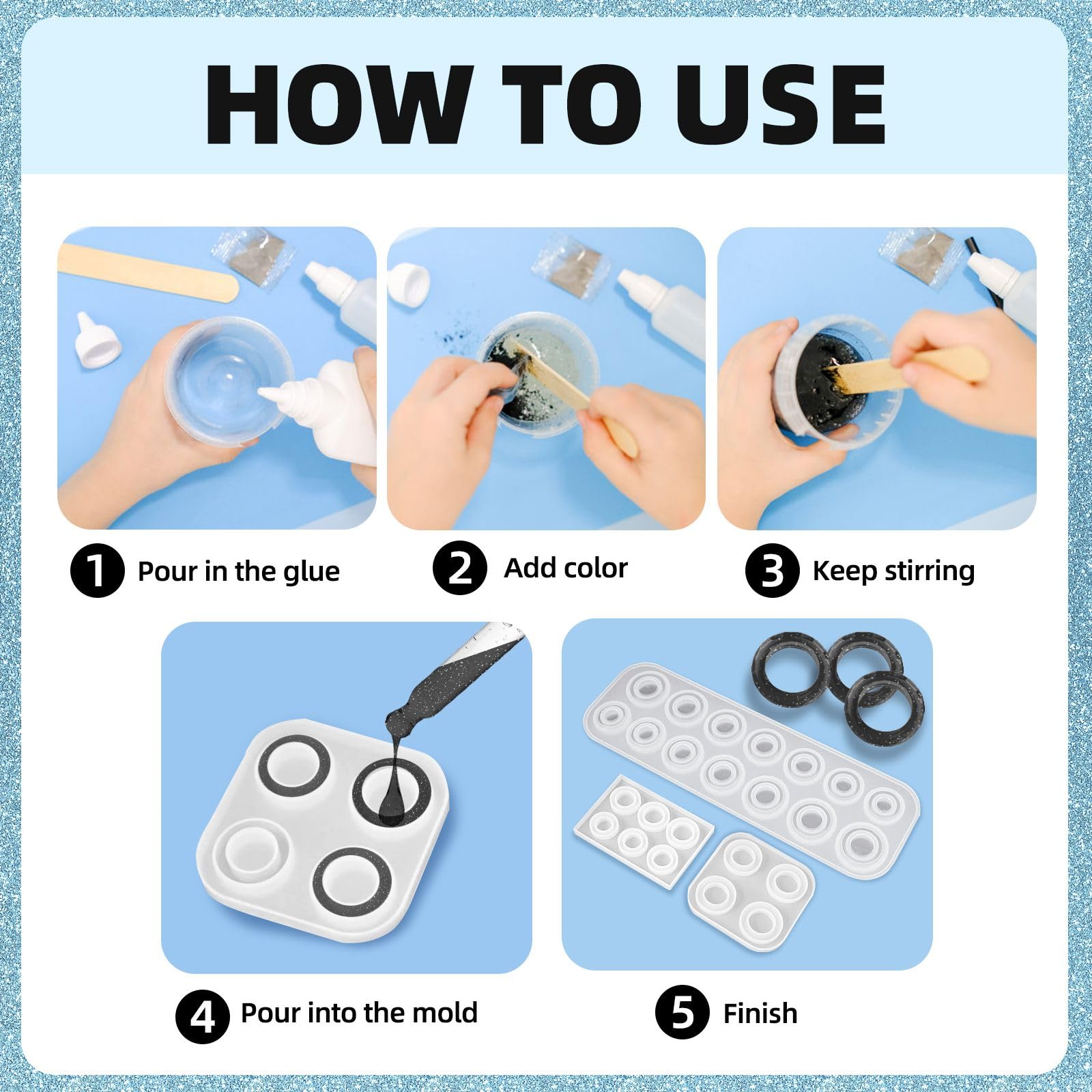 2 Pièces Anneau Moule en Silicone, Moule De Bijoux De Bricolage De Faisant, Moule Bague Resine Epoxy,Peut Etre Utilisé pour La Fabrication de Bijoux Tels que des Bagues, des Pendentifs, Etc