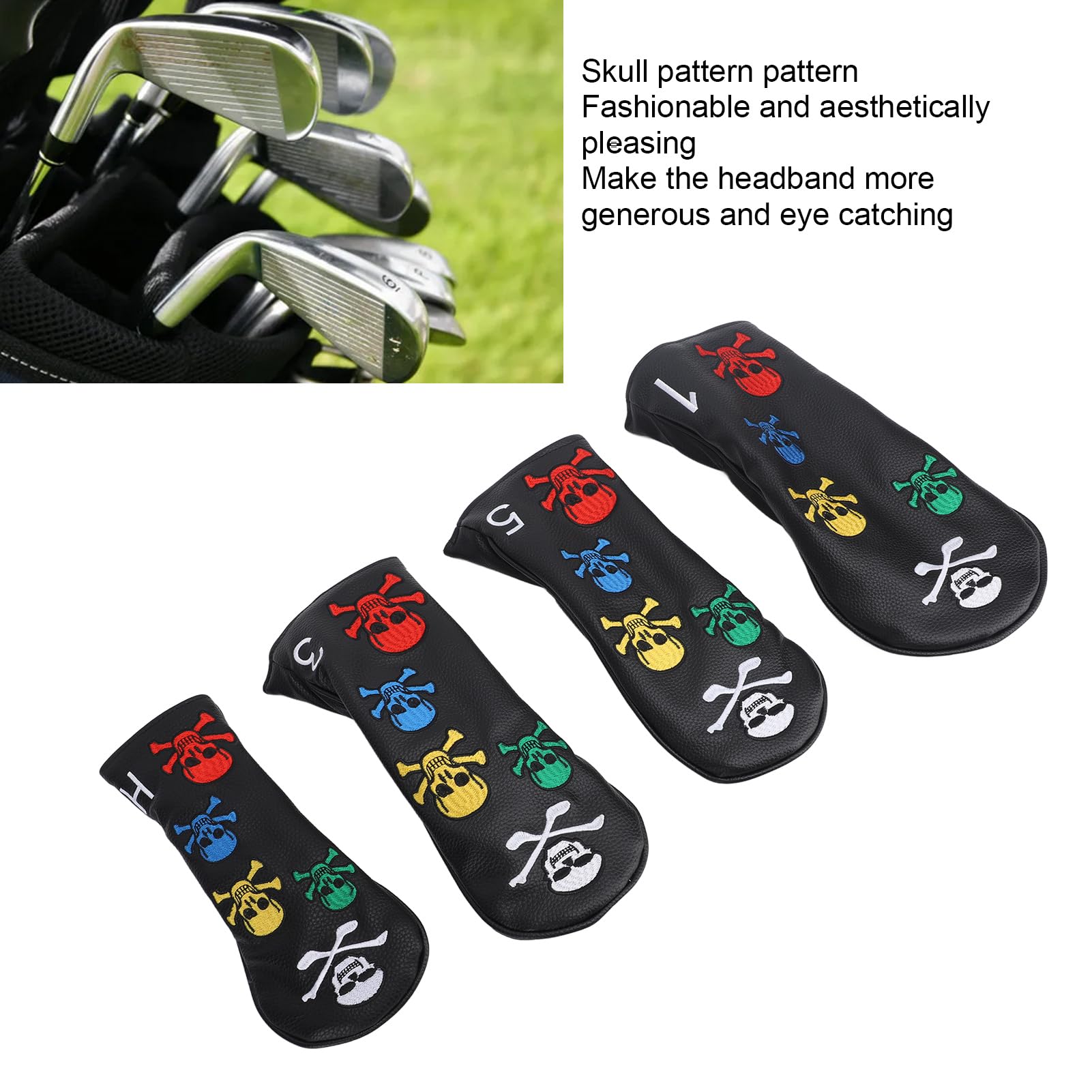 Golf-Schlägerkopfhülle, 4 Stück, Totenkopf-Skelett, Golfschläger-Schlägerhauben, Golf-Putter-Abdeckung, Schutz Für Hölzer, Eisen, Stangen