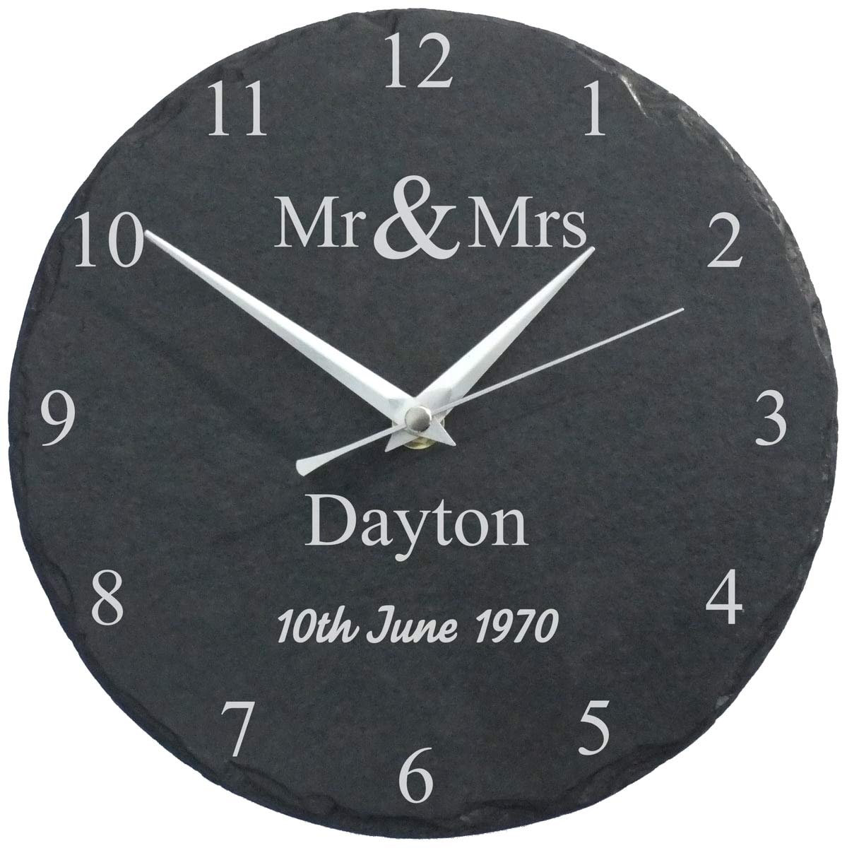 Go Find A Gift Slate Grey Personalised Mr & Mrs Slate Wall Clock