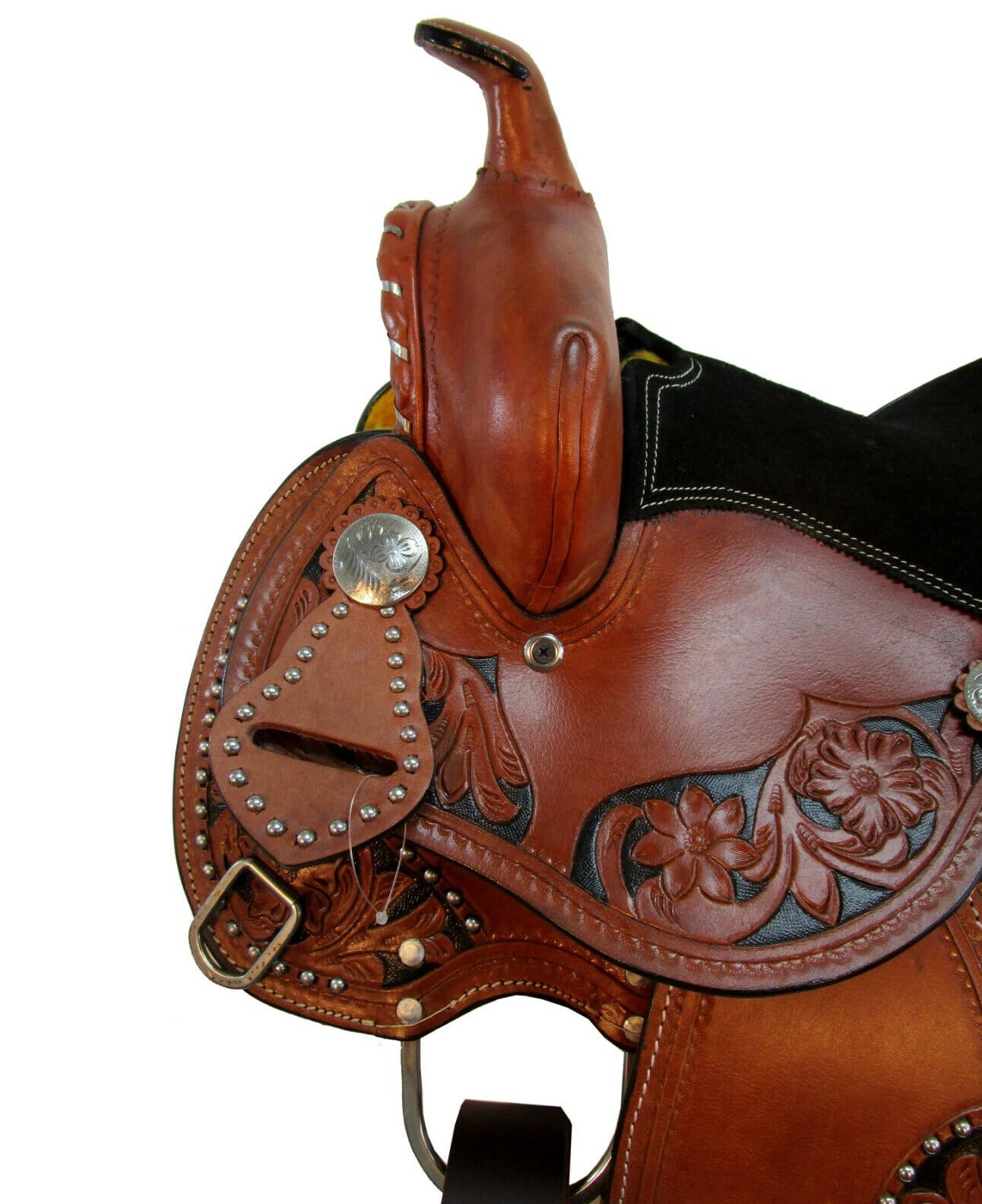 Cavallo per pony occidentale, in pelle, per bambini, motivo floreale, ME-WLS-231