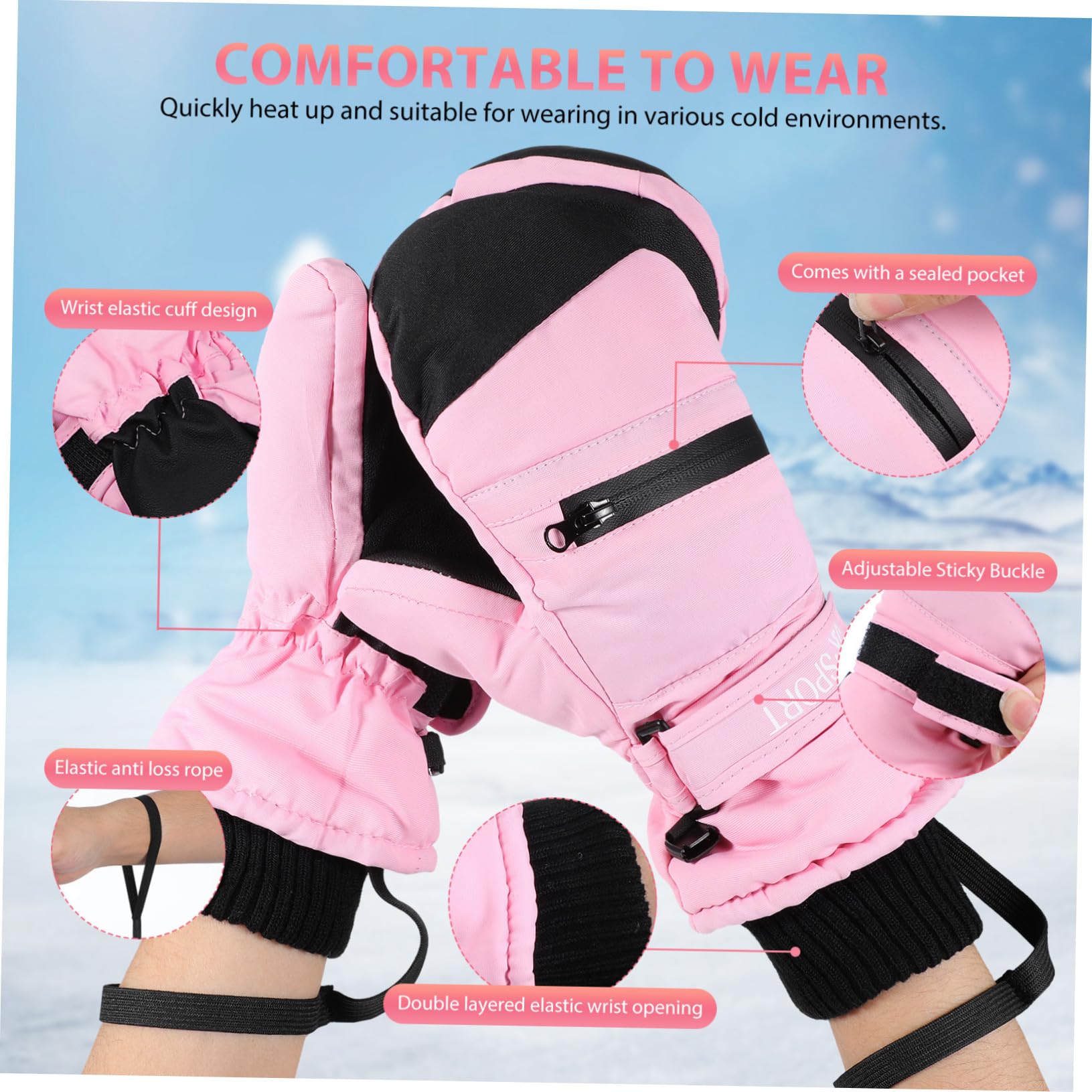 Toyvian Thermiques Imperméables Hiver pour Ski et Snowboard Tactiles Coupe-vent pour Hommes et Femmes Xl Protection Humidité pour Activités Extérieures Conditions Froides