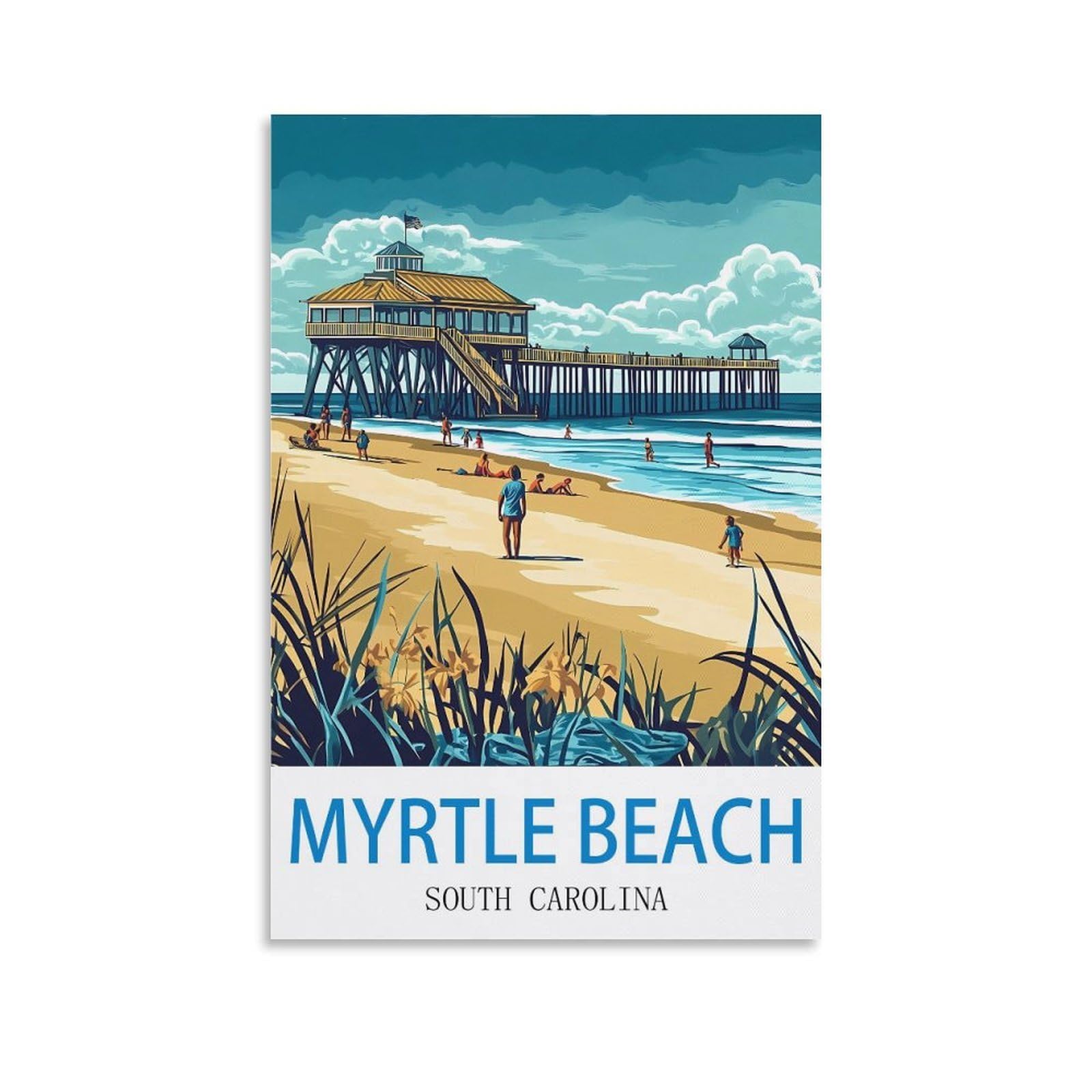 EZMLFA 5D Diamond Art Kits for Beginner,Myrtle Beach South Carolina Crystal Rhinestone Embroidery Craft Kits for Home Wall Decor Gifts, 40x40cm