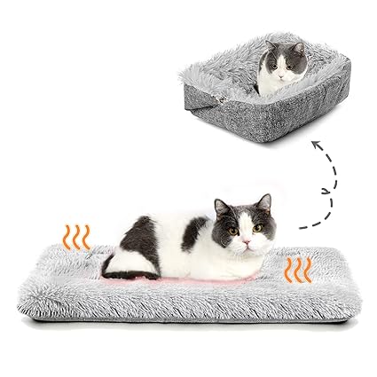Cat Beds for Indoor?Cats,Small Dog?Bed,Pet?Bed?Cushion?for Small Dogs?Calming?Soft Warming?Washable Anti?Slip?Bottom?for Puppy Bed(Grey)
