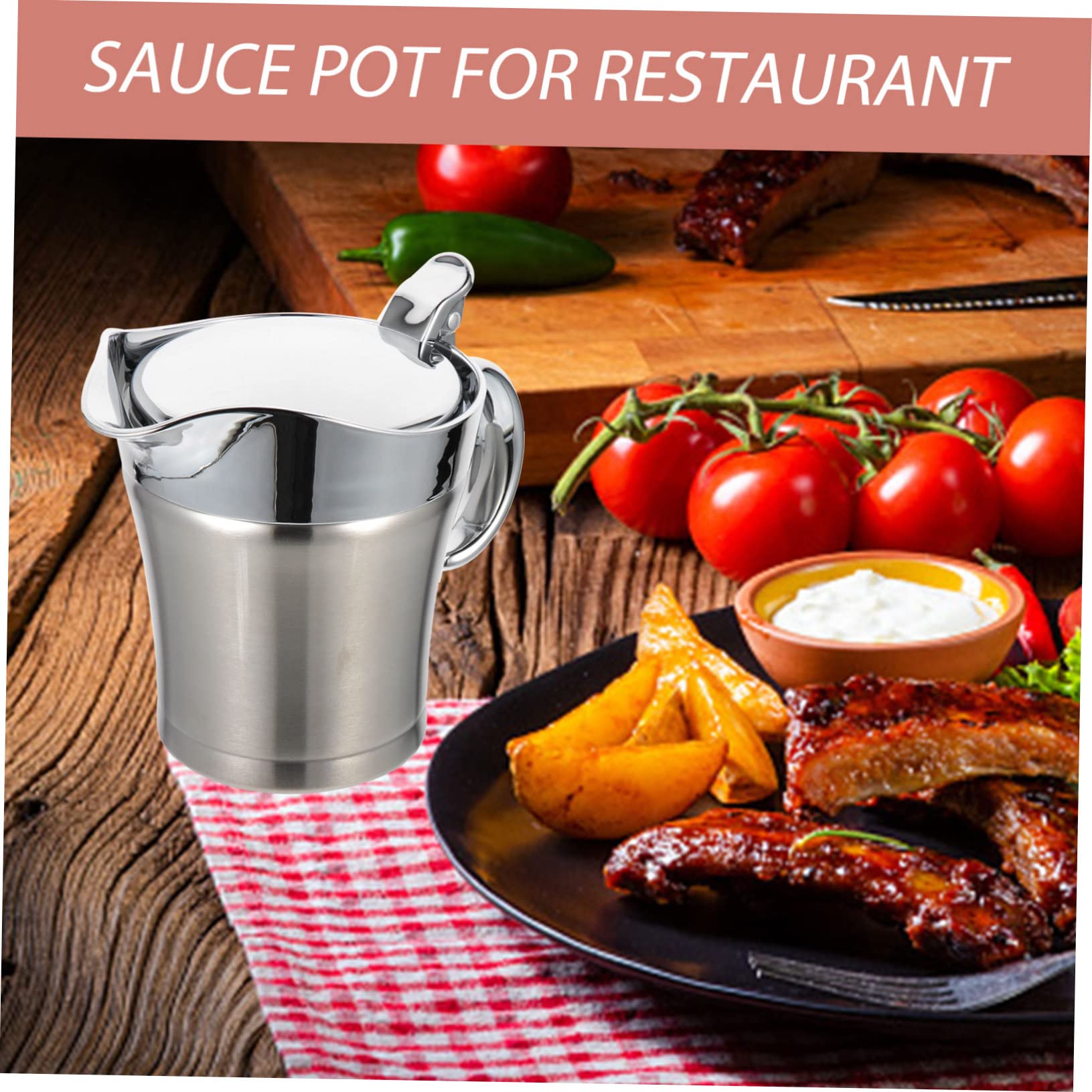 Dispensador de Salsa para Servir de Acero Inoxidable 500ml Vertedor Conveniente y Diseño Antigoteo para Cocina y Mesa