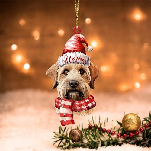 Miniatura 5 de WoGuangis Terrier de trigo con revestimiento suave, adorno de Navidad personalizado con nombre de perro, divertido animal de perro, decoraciones de