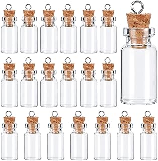 20Pcs Small Glass Bottles with Cork 1ml Empty Spell Jars Mini Potion Bottles Tiny Wishing Container for DIY Crafts Wedding Chrismas Decoration