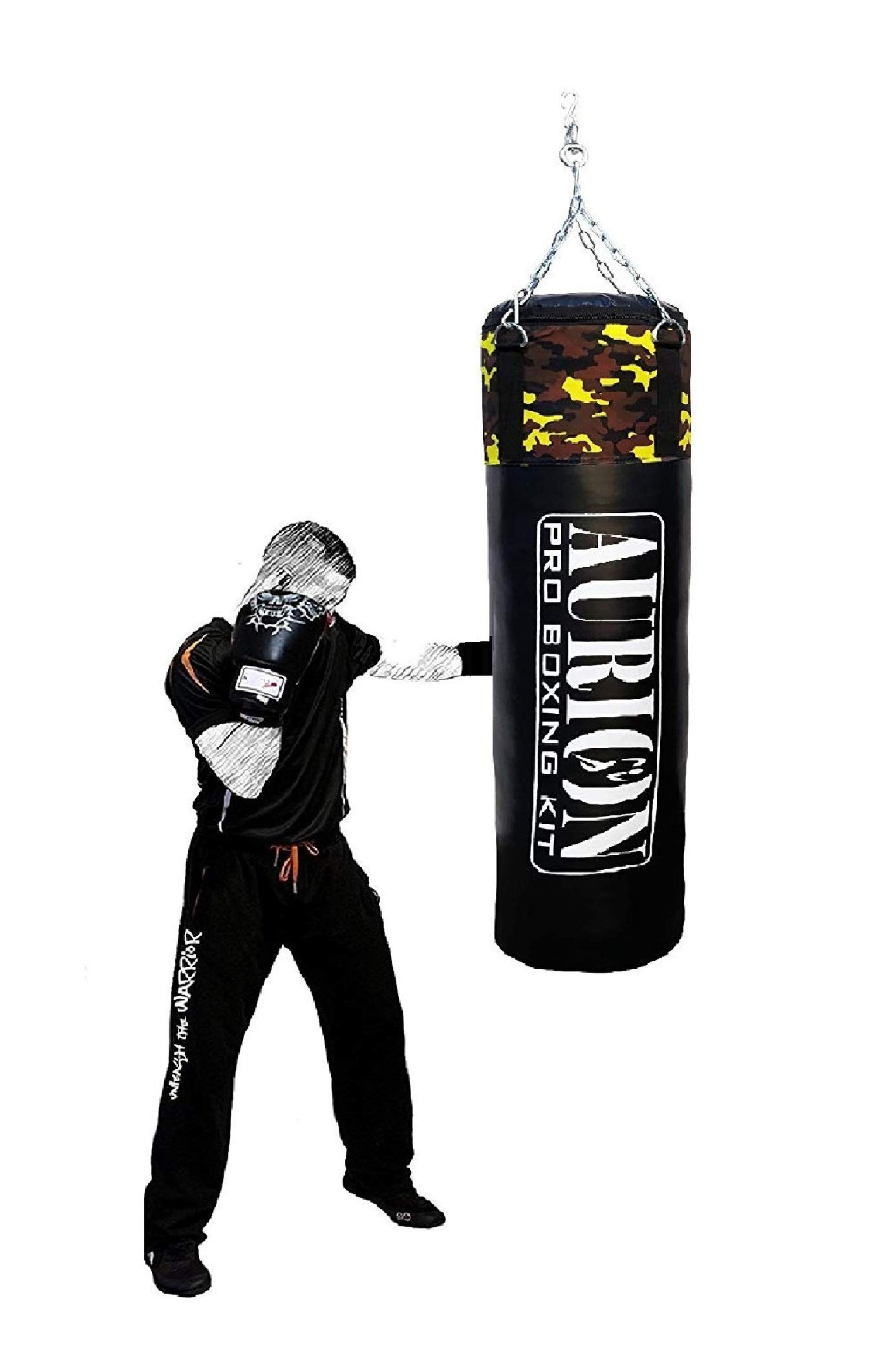 Aurion Unfilled Heavy Punch Bag 2 ft 3ft 4ft 5ft 6ft Boxing MMA Sparring Punching Training Kickboxing Muay Thai with Hanging Chain (2 feet (24inches) Unfilled, ARMY-YELLOW) (B07CRNBQHD) Amazon Price History, Amazon Price Tracker