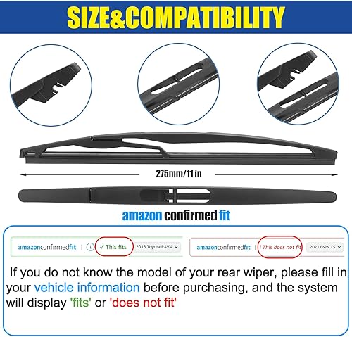 Vista 151 de Limpiaparabrisas trasero de 12 pulgadas para Mitsubishi Outlander 24-21/Nissan Rogue 23-08 Kicks 23-17 Juke 17-11 Pathfinder 20-13 Qashqai 22-17