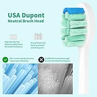 Vista 2 de Cepillo de dientes eléctrico, cepillo de dientes eléctrico recargable con sensor de presión (reemplazo de cabezal de cepillo, paquete de 8)