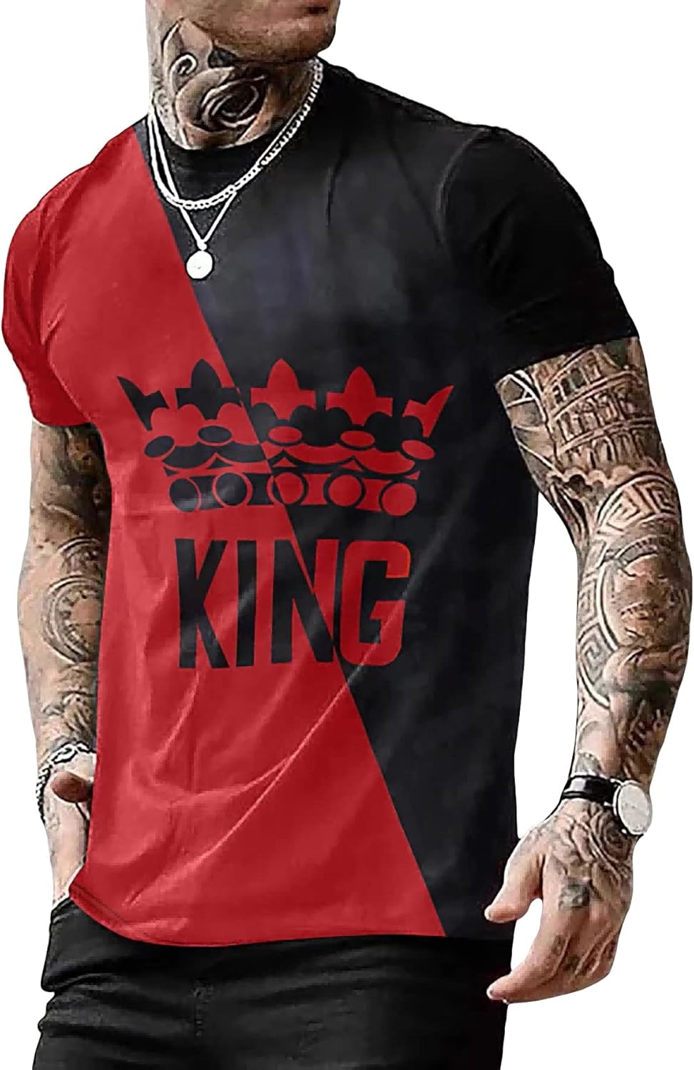 GORGLITTER Men's Designer Graphic T-Shirt Crewneck Short Sleeve Drippy Tee Top