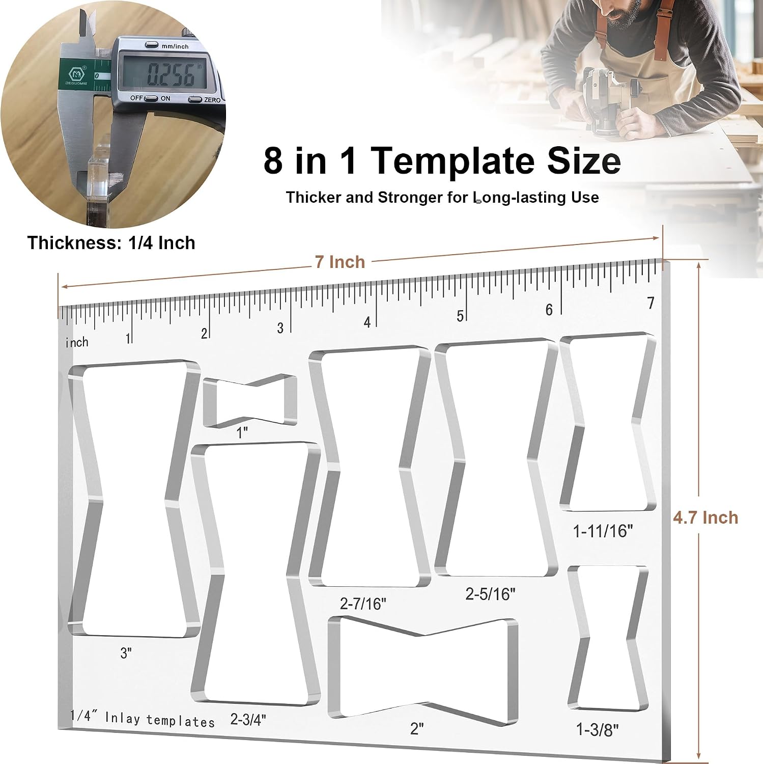 8 in 1 Router Template for Woodworking, Router Jig Bowtie Template for Woodworking, Bowtie Router Template Jig Kit, Butterfly Inlay Template Decorative