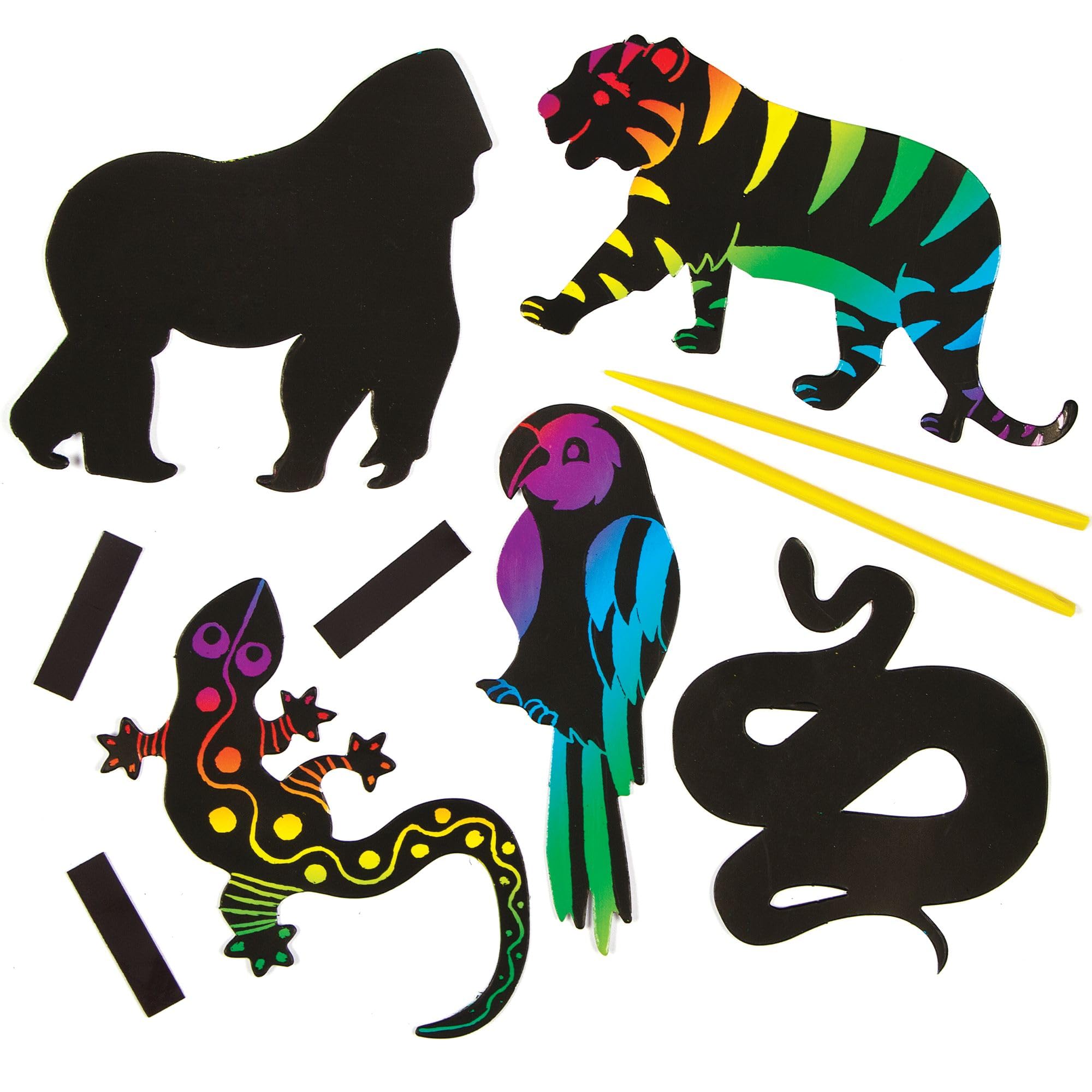 Jungle Animals Scratch Art Fridge Magnets for Children to Design Personalize and Display as Summer Craft (Pack of 12)-image-45