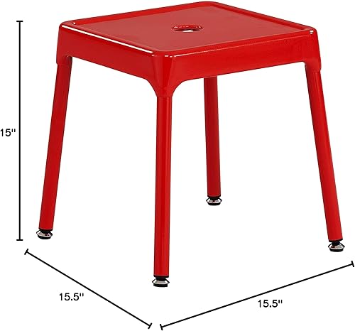 Miniatura 3 de Safco Products 6603 Steel Stool, 15" H, Sturdy Construction, Durable Powder Coat Finish, Includes Nylon Leg Caps and Leveling Feet, Red