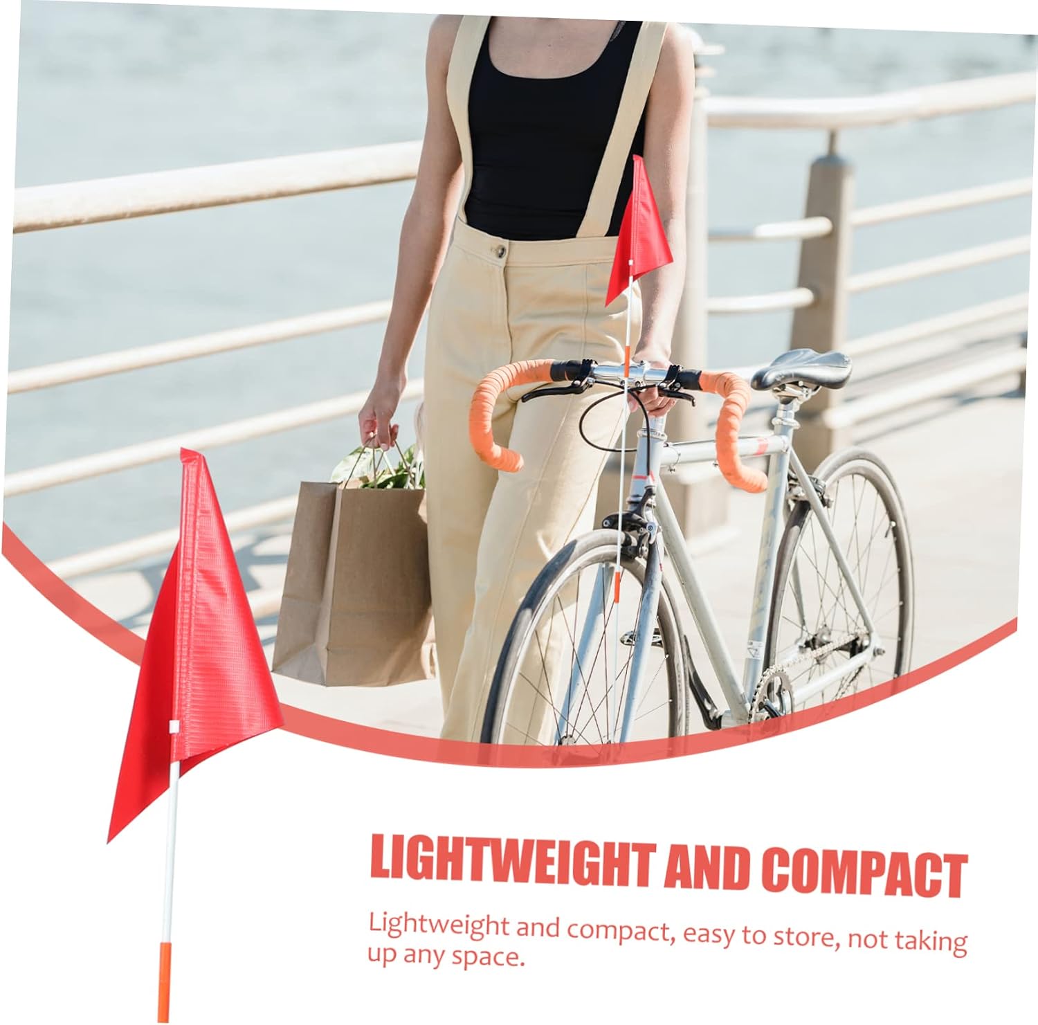 1 Set Portable Bike Safety Flag Tear Resistant Cycling Flag with Pole for Enhanced Visibility for Bicycles Trailers and Wheelchairs Easy to Install and Carry