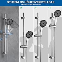 Auralum rozsdamentes zuhanysín 700mm, 1500mm csővel és 5 funkciós zuhanyfejjel 3