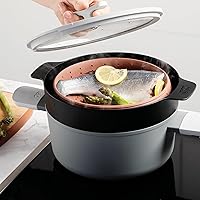 Vista 4 de BergHOFF – Leo Silicone Steam & Strain with Collapsible Body – Grey & Red – 24cm