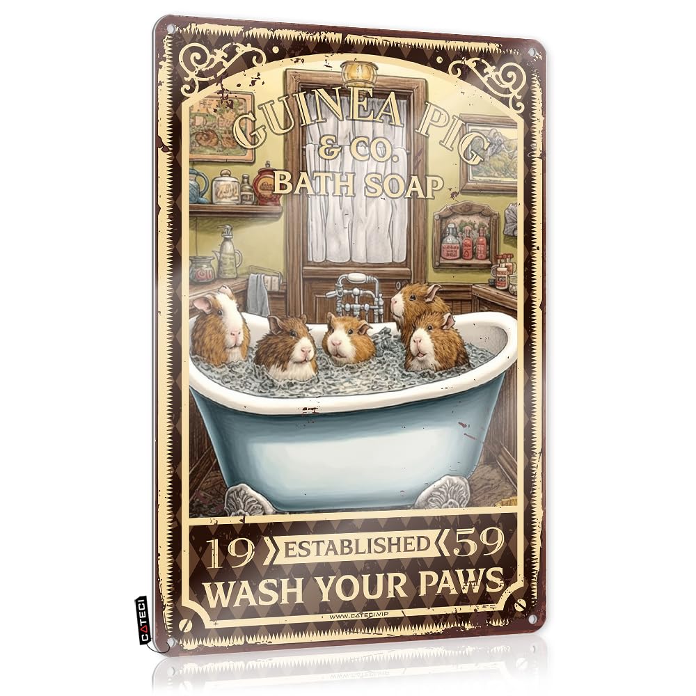 Outdoor Signs And Decor Guinea Pig Bath Soap Wash Your Paws Tin Sign Metal Garden Signsmaximalist Decorbathroom Sink Decoroffice Desk Supplies For Women Funny Plaques For Men Cave Man Bar(30X40CM)
