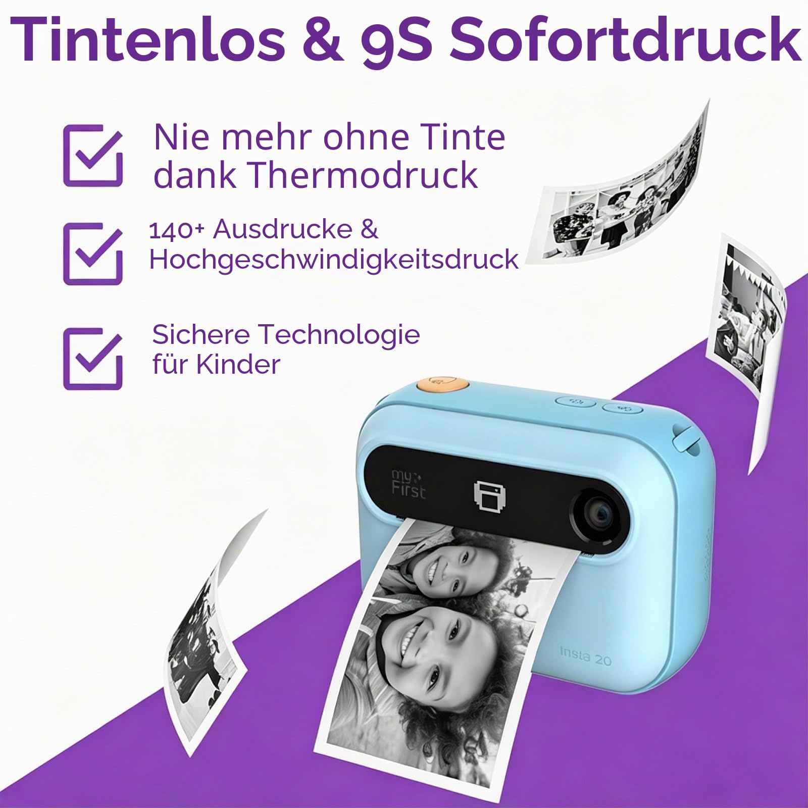Neue myFirst Kamera Insta 20 - Sofortdruck-Digitalkamera für Kinder mit 16 MP Fotos 1080P – Bild 4