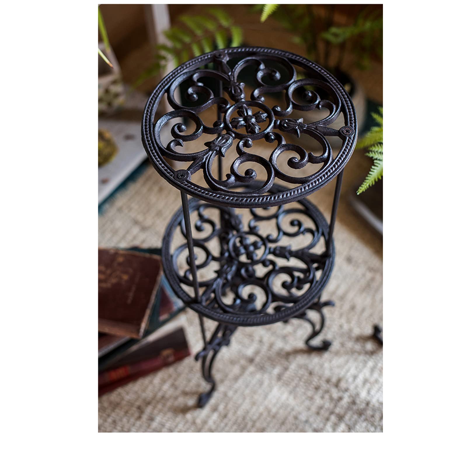 Supporto Per Piante In Ghisa OwnMy A 2 Livelli – 66,5x28 Cm, Ferro Antiruggine, Stile Vintage, Per Interni Ed Esterni