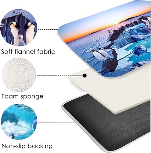 Miniatura 2 de WODEJIA Thickened Rubber Bottom Anti-Skid Bath Mat, Durable Flannel Mat Bright 9D Print Rug for Living Room, Absorbent Water Clearance MatS for