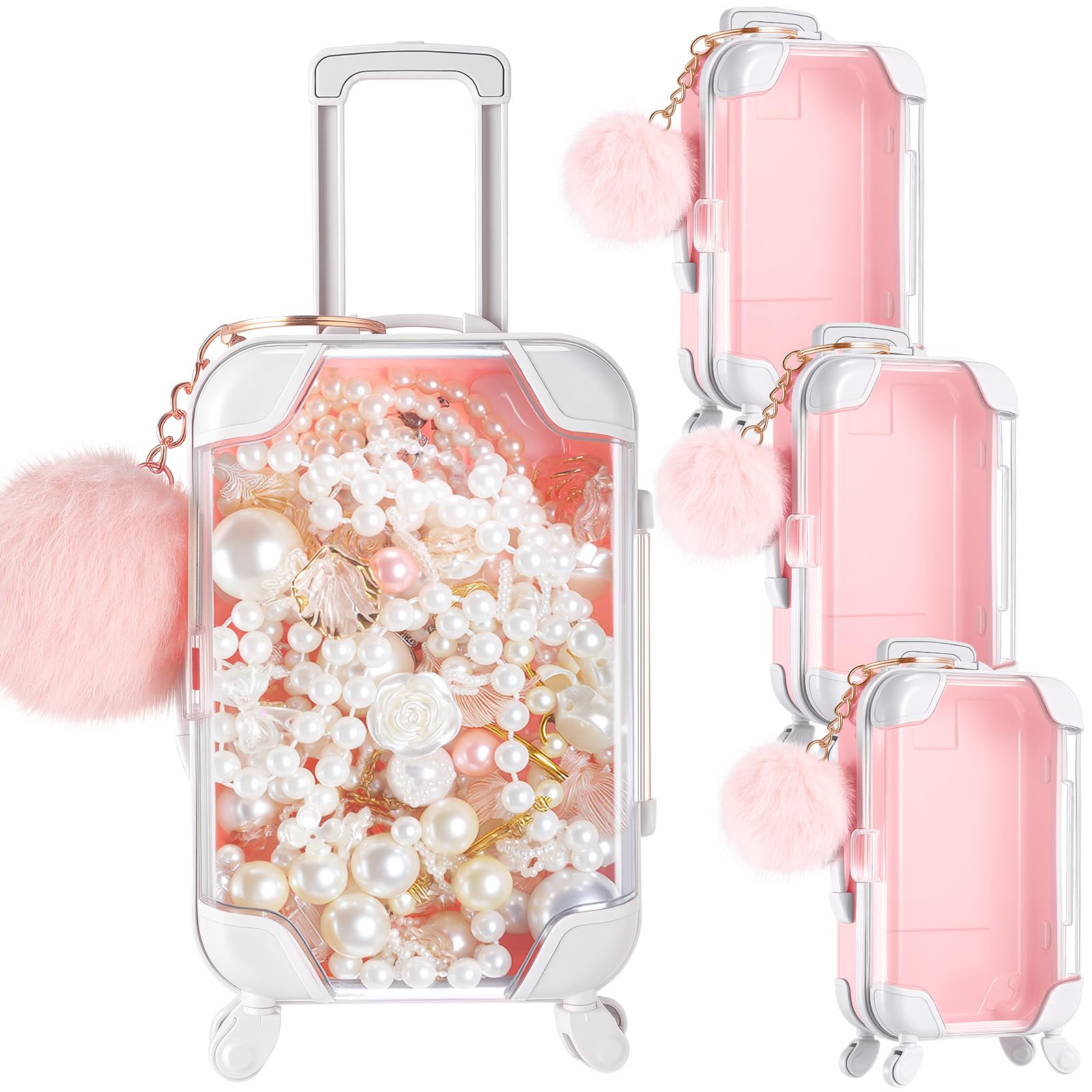 Mini valises cadeaux de voyage et peluche rose pour décoration de table baby shower