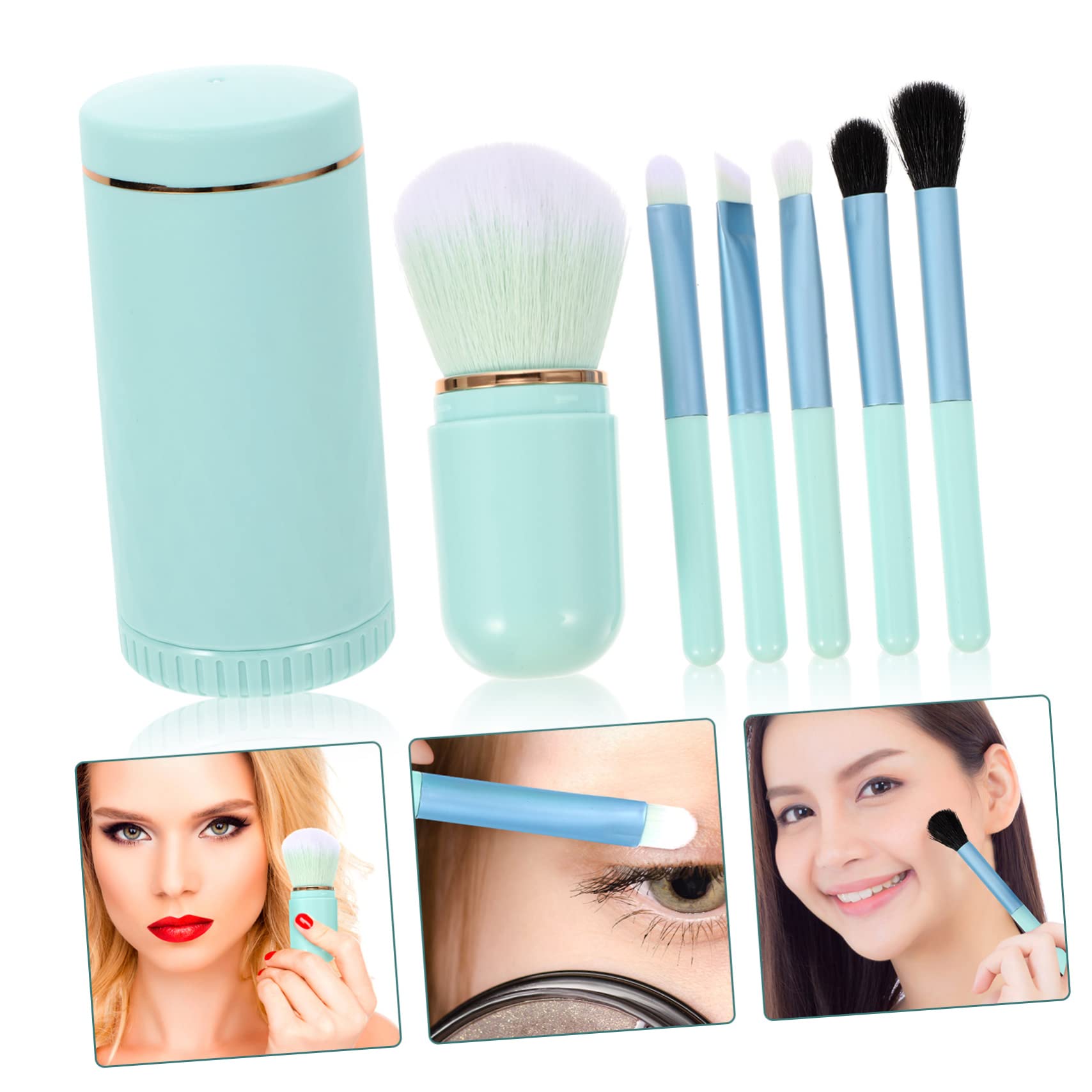 Healeved 4ensembles Set De Pinceaux De Maquillage Portable De Pinceaux Avec Miroir Outils De Pour Visage Et Fard à Paupières Trousse De Voyage Pratique Transparent